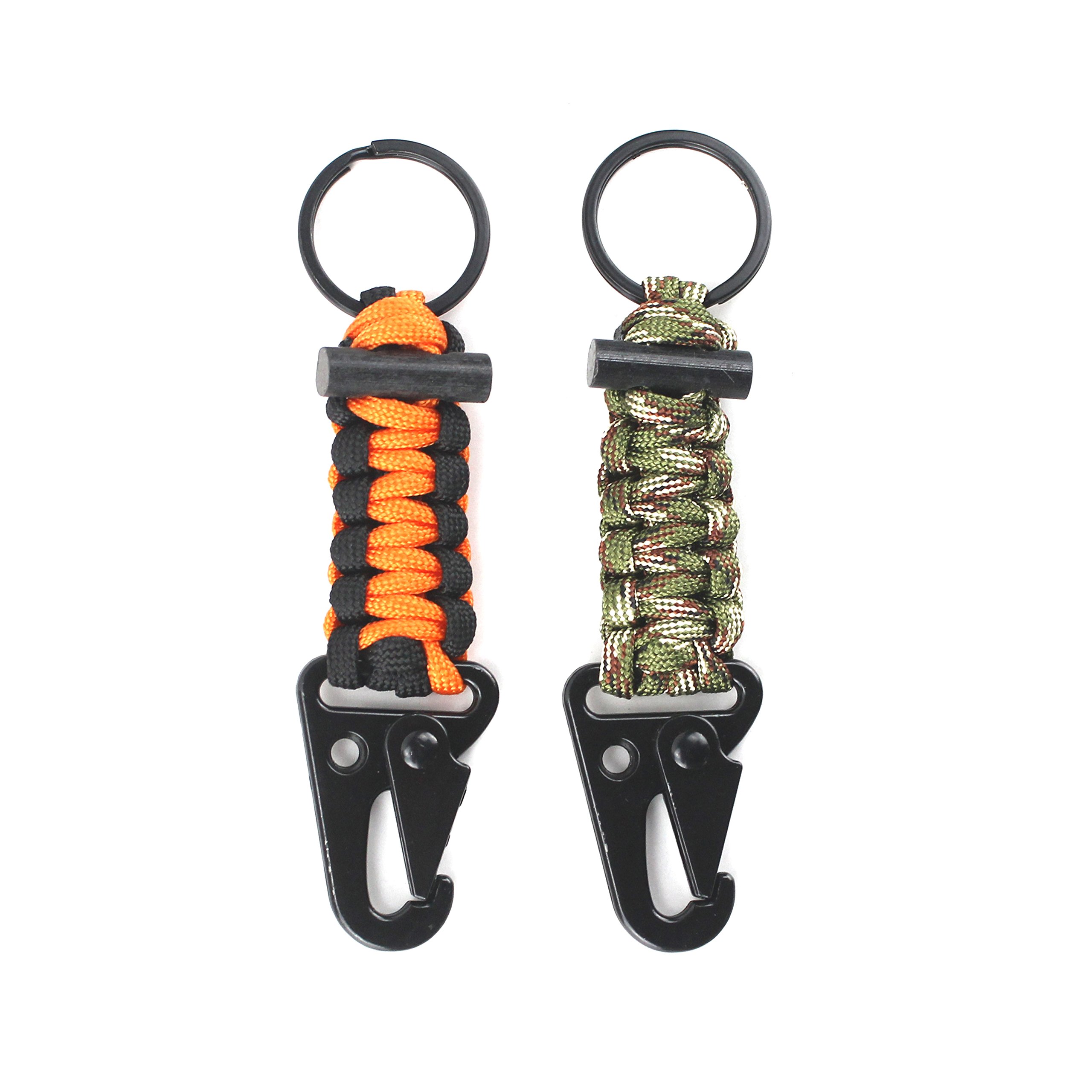Paracord Keychain Carabiner 2PCS Pack - Heavy Duty Survival Paracord Lanyard with Fire Starter for Outdoor Camping, Hiking & Emergency Preparedness