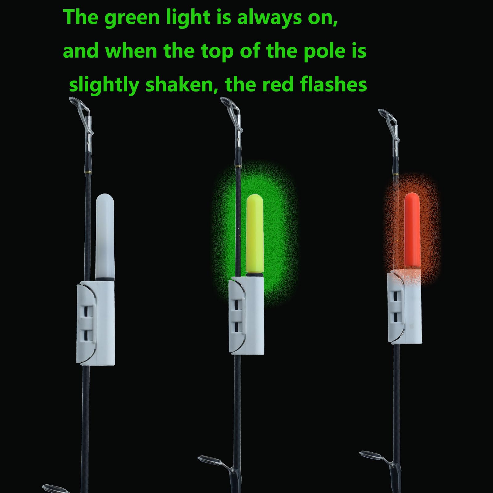Reusable Fishing Glow Sticks with LED Lights for Rod Tips - Clip-On Night Fishing Pole Lights with CR425 3V Pin Batteries (12 Hours Long Lasting) - Perfect for Night Fishing, Kayak Fishing, and Ice Fishing