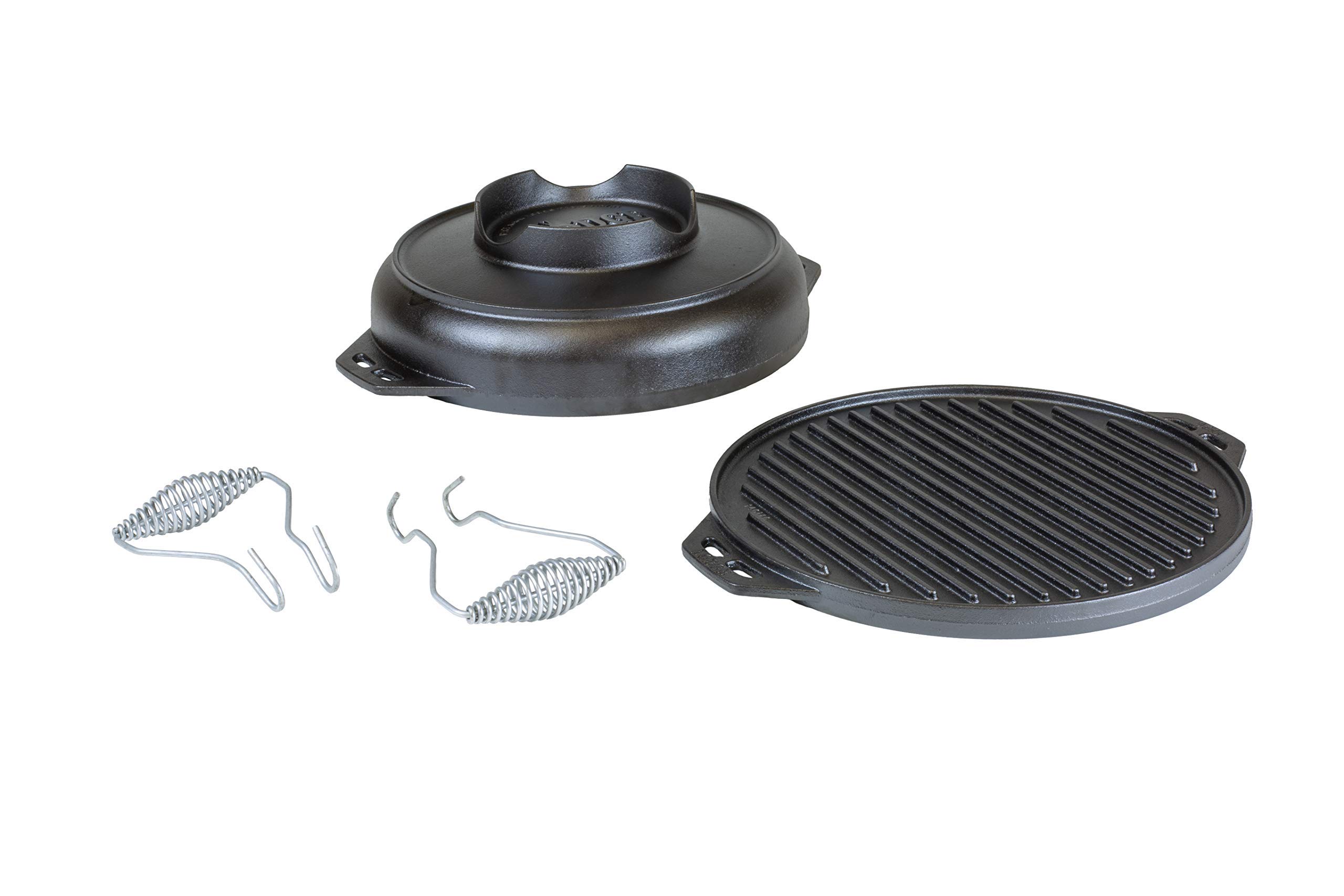 Lodge Cast Iron Cook-It-All Kit - 5-Piece Cast Iron Cookware Set with Reversible Grill/Griddle (14 Inch), 6.8 Quart Dutch Oven/Wok, Heavy Duty Handles & Cooking Guide - Perfect for Camping, Outdoor Cooking & Home Kitchen Use