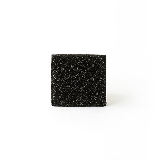 Premium Japanese Deerskin Leather Trifold Wallet with Urushi Lacquer - Dragonfly Gray Black - Handmade in Japan - Perfect for Men's Business & Formal Occasions