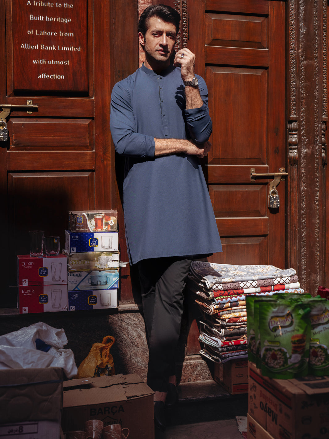 Stylish Navy Blue Blended Kurta for Men & Women | Comfortable Cotton Blend Ethnic Wear | Perfect for Festivals, Weddings & Casual Outings