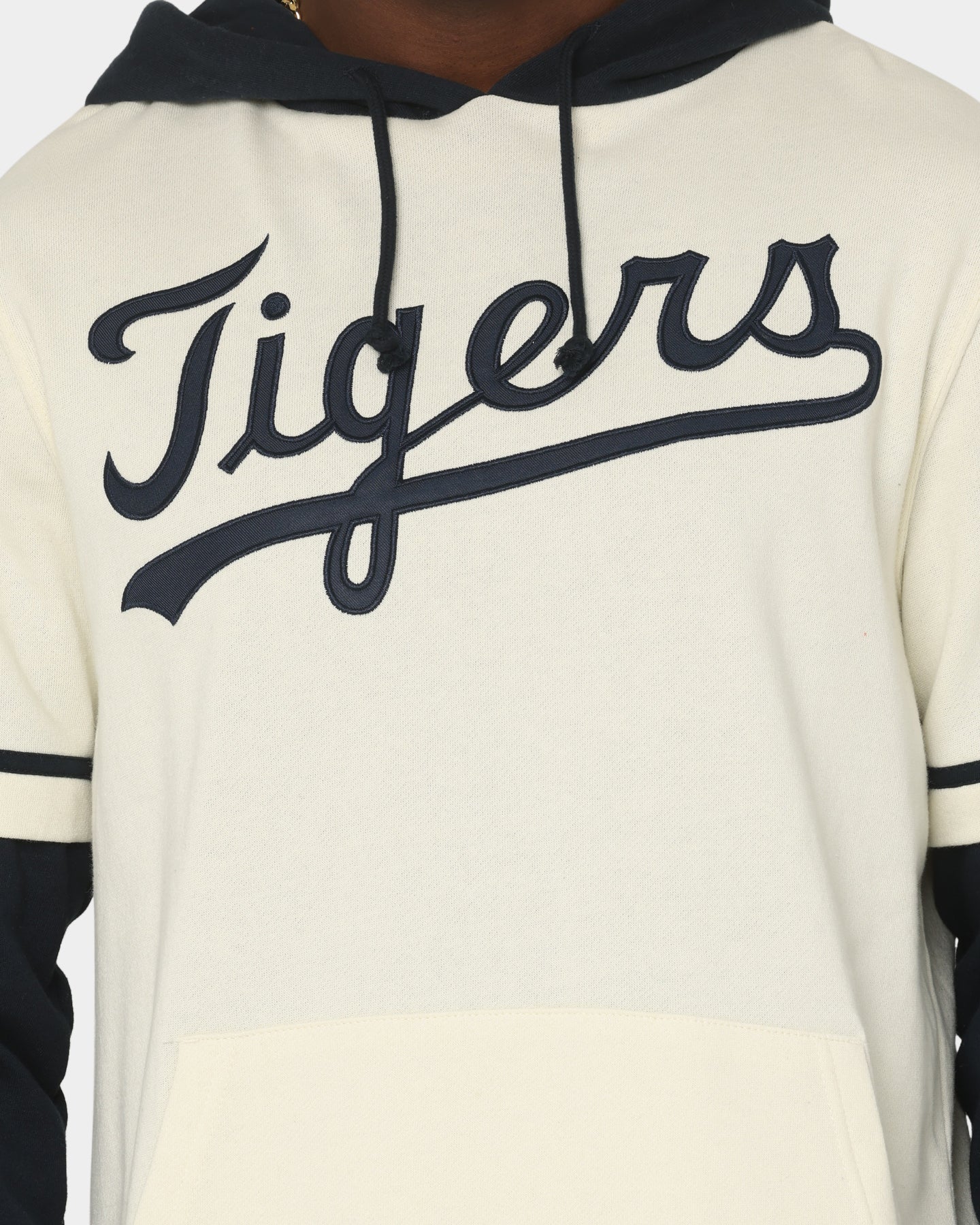 47 Brand Detroit Tigers Shortstop Hoodie Cream - Men's Baseball Hooded Sweatshirt for Casual Wear & Game Day Outfits