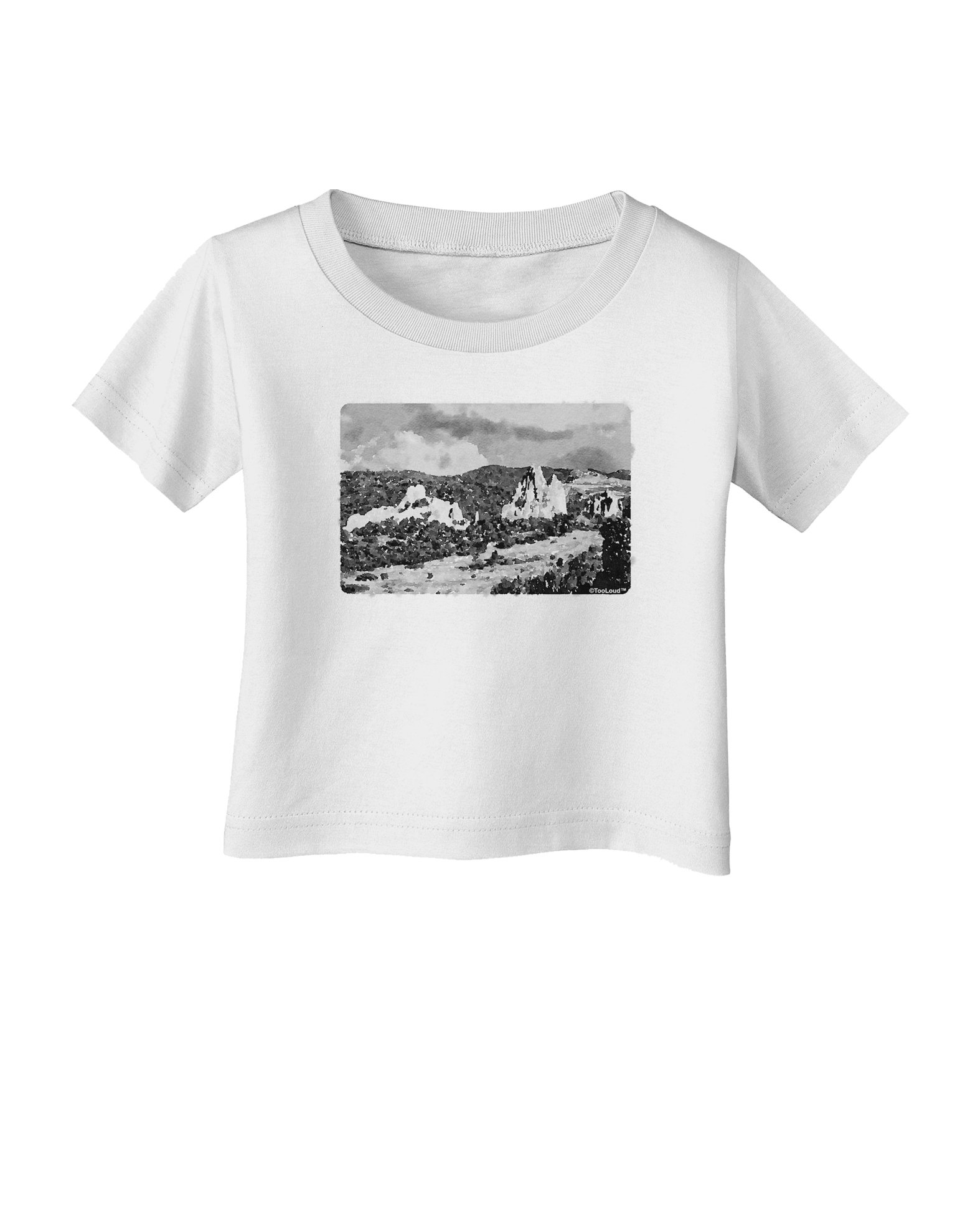 TOOLOUD CO Mountain Forest Watercolor Print Baby T-Shirt - Soft Cotton Infant Tee for Boys & Girls - Perfect for Outdoor Adventures & Family Photos