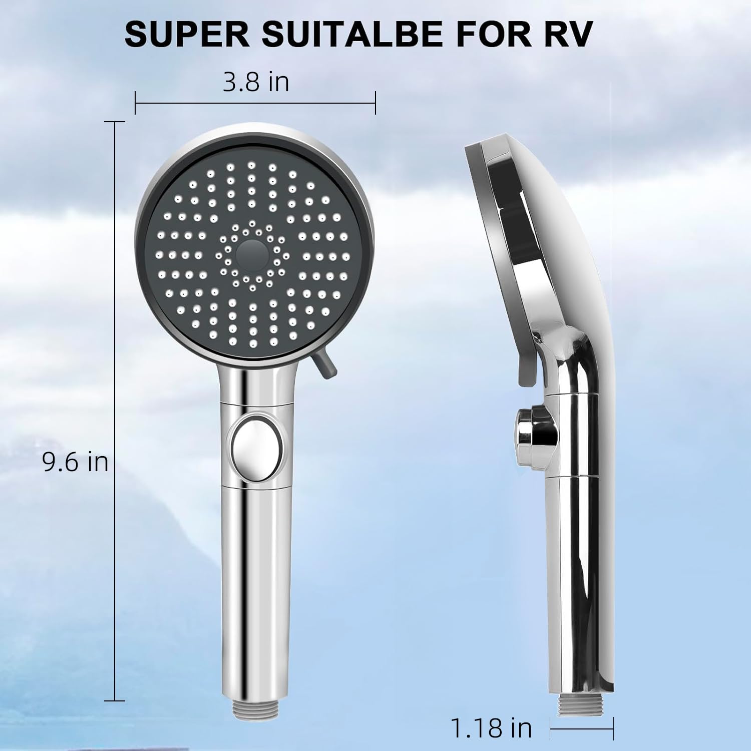 **High Pressure RV Shower Head with Hose - 5 Mode Handheld Showerhead for RV, Camper, Travel Trailer & Motorhome - Water Saving Shower Head with On/Off Switch & Holder - Perfect for Camping, Road Trips & Off-Grid Living**