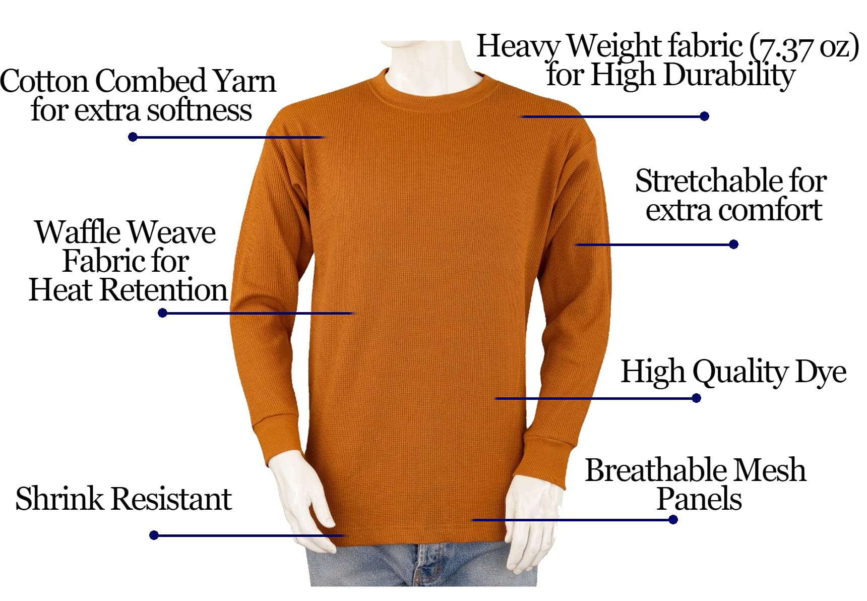 Men's Heavyweight Thermal Shirt for Cold Weather - Big & Tall Size Winter Base Layer - TCLS Warm Long Sleeve Shirt for Outdoor Activities, Hunting, and Work