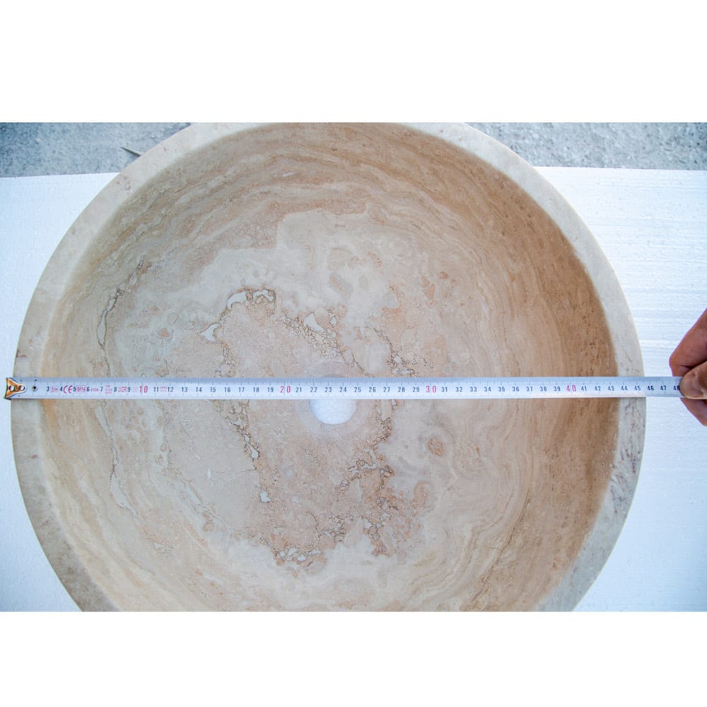 Beige Travertine Bathroom Vessel Sink - Honed & Filled Above Vanity Sink for Modern Bathrooms | NTRSTC02 | Perfect for Master Bath, Powder Room & Spa Retreats