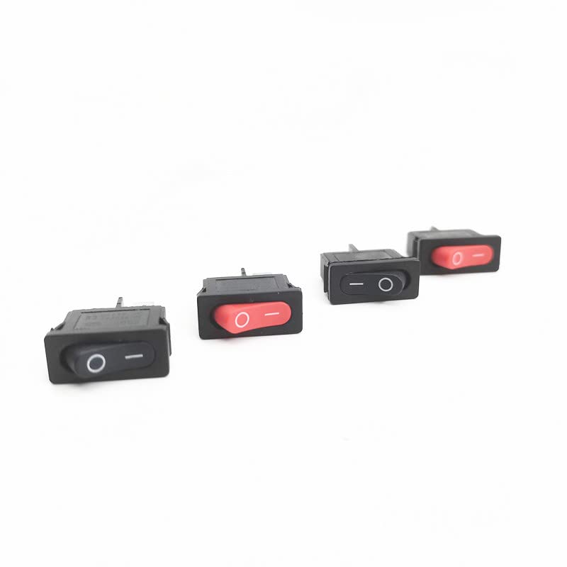 5Pcs KCD1-110 10x22mm Black Super Thin Rocker Switch NO/OFF 2 Pin Small Instrument Power Switch - Red | Compact Electrical Component for DIY Projects, Automotive, and Home Appliances