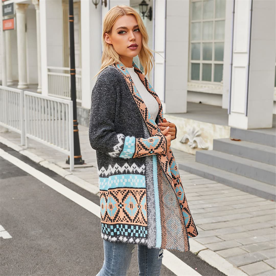 Boho Sweater for Women - Blue Knit Cardigan for Spring & Fall | Cozy Layering Piece for Casual Outfits & Outdoor Adventures