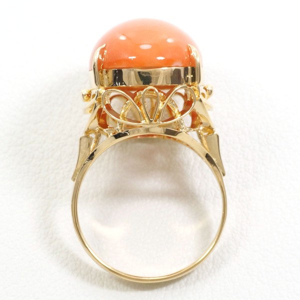 18K Yellow Gold Coral Ring for Women - Elegant Handmade Jewelry Gift for Birthday, Anniversary & Wedding - Perfect for Beach Vacations & Boho Fashion