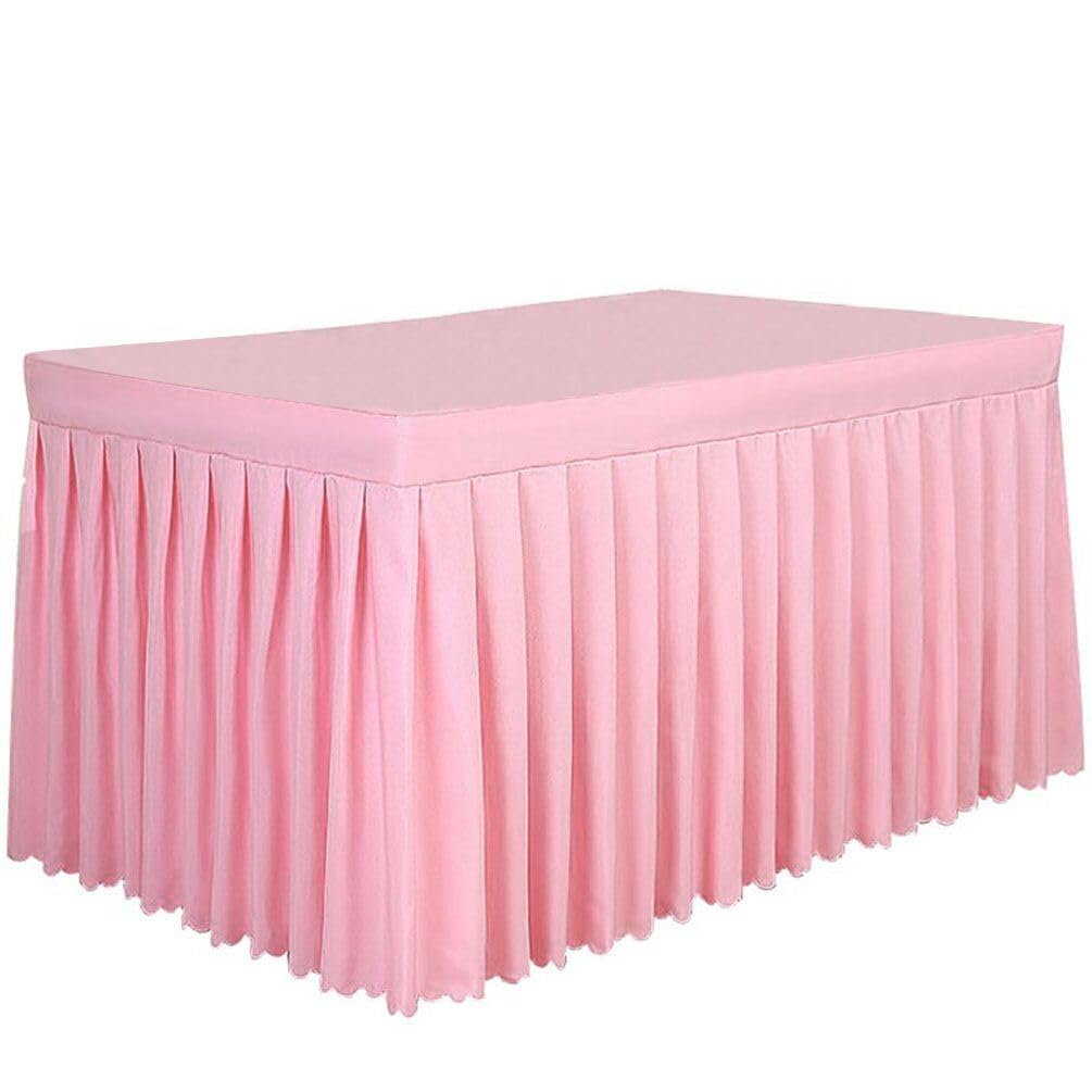 6ft Pink Fitted Table Skirt - Polyester Tablecloth for 6 Foot Rectangle Tables | Banquet, Wedding & Party Decor | Perfect for Events, Catering & Buffet Displays