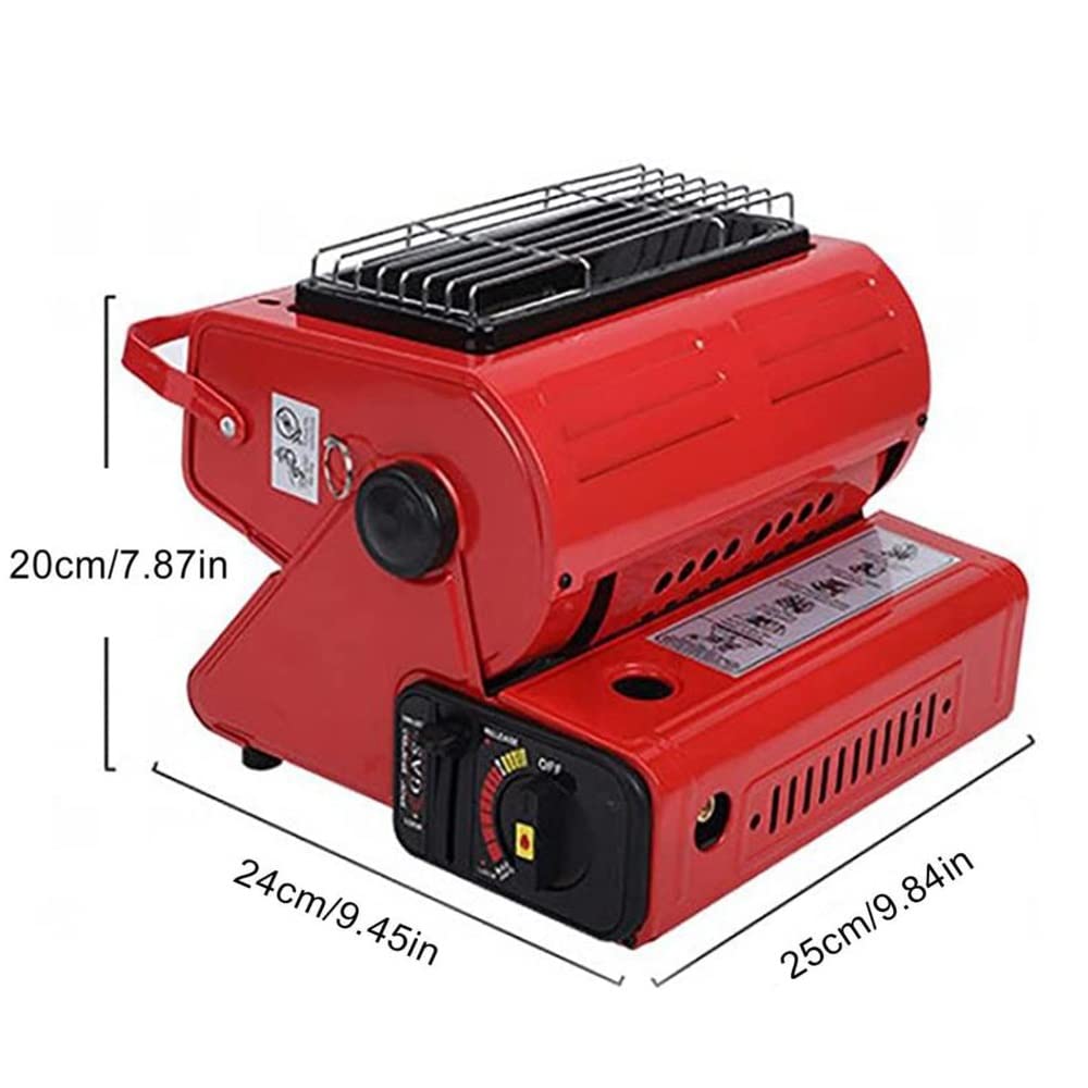 LKP Adjustable Butane Gas Heater - Portable Outdoor Space Heater for Camping, Hunting, Backpacking & Patio Use | 2-in-1 Heating & Cooking Warmer | Ideal for Outdoor Adventures & Emergency Heating (Red)