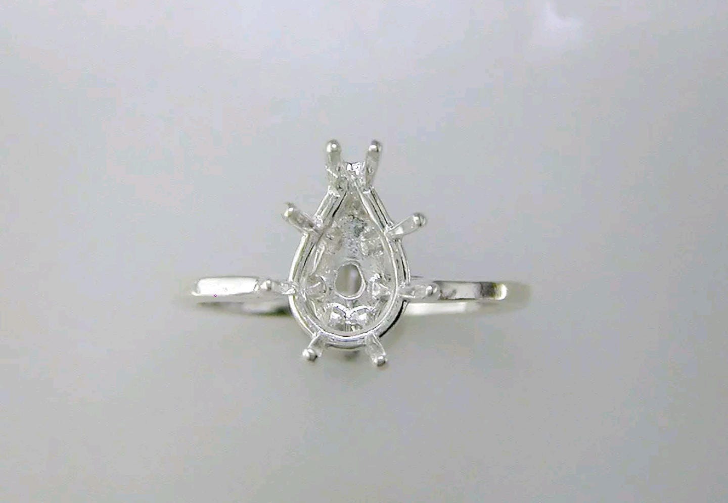 Sterling Silver or 14K Gold 12x8mm to 20x15mm Deep Pear Blank Ring Shank Setting - Size 8 (Item# 163880/143880) - Perfect for Engagement Rings, Wedding Bands & Jewelry Making