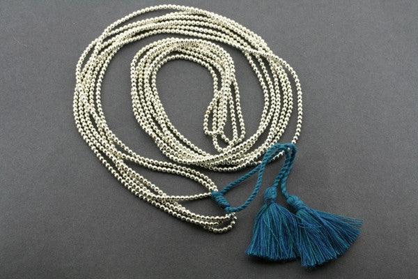 3 Strand Metallic Bead Necklace Turquoise - Boho Chic Jewelry for Women, Perfect for Parties, Weddings & Everyday Wear