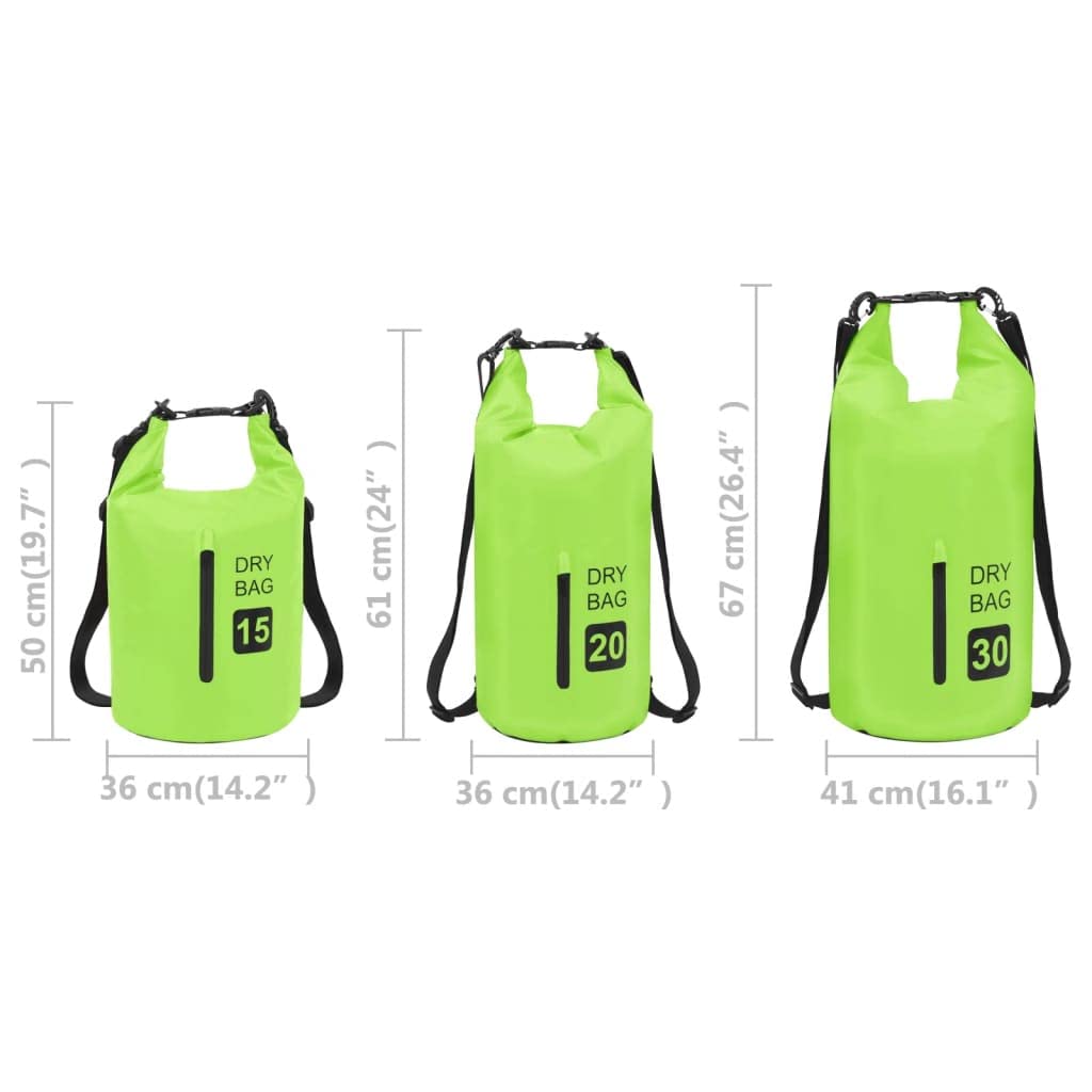 Waterproof Dry Bag with Zipper - Green PVC Dry Sack for Boating, Kayaking & Water Sports | Durable Waterproof Backpack & Duffel Bag for Swimming, Camping & Outdoor Adventures