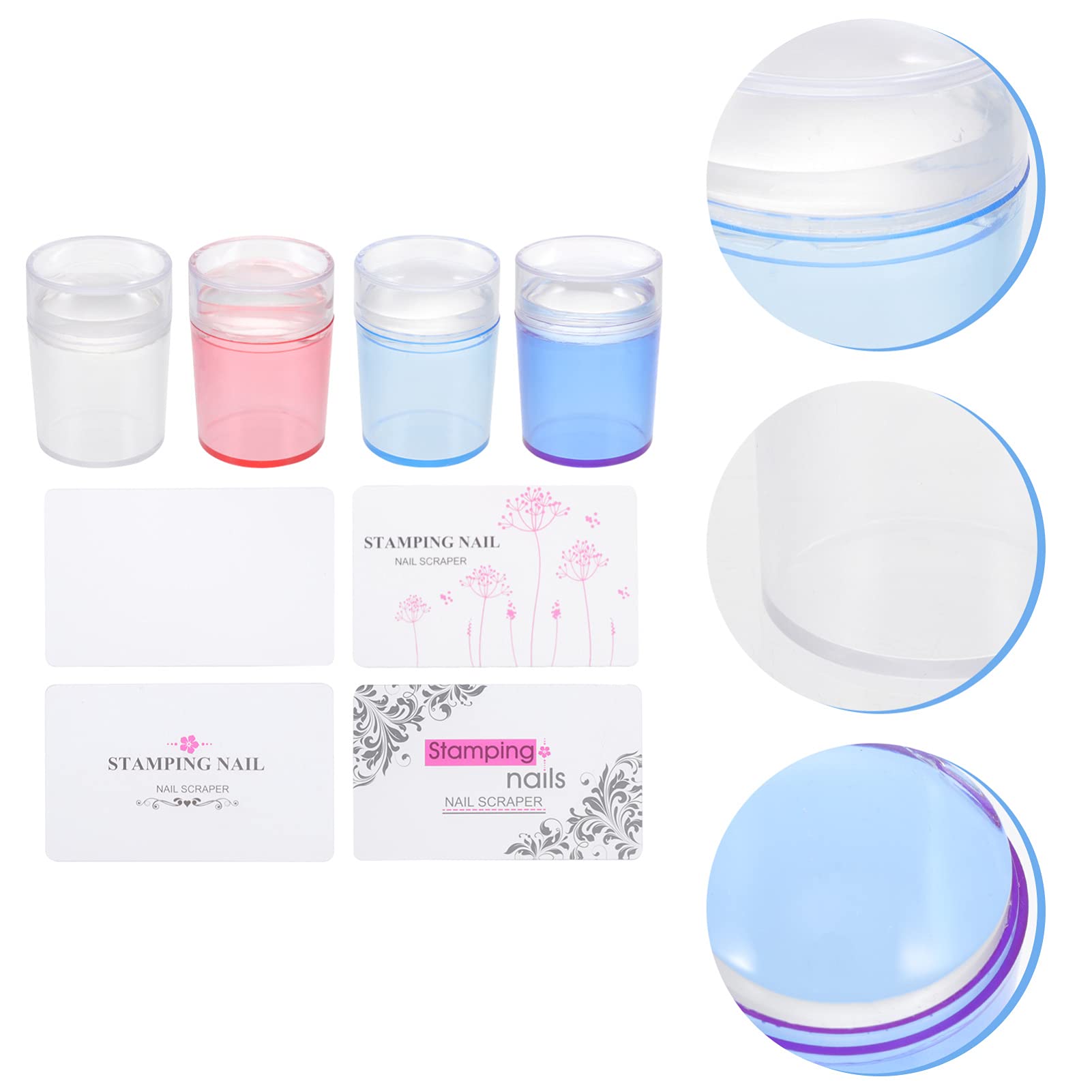 FOMIYES 4 Sets Nail Art Silicone Stamp Manicure Tool Kit - Professional Nail Stamper, Polish Scraper & Gel Nail Accessories for DIY Manicure at Home or Salon