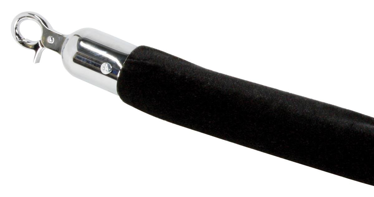 Set of 2 Black Velvet Rope Barriers - 6.5 Feet with Chrome Hooks for Events, VIP Areas & Crowd Control | Stanchions Not Included