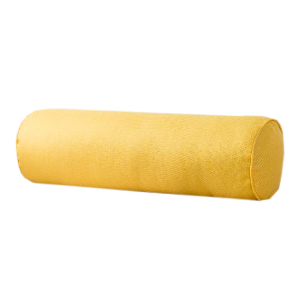 Organic Cotton Linen Long Bolster Pillow - 15×60CM Round Cylinder Cushion for Neck, Knee & Leg Support | Sofa, Bed & Home Decor Accent Pillow (Yellow) - Perfect for Reading, Yoga & Posture Support