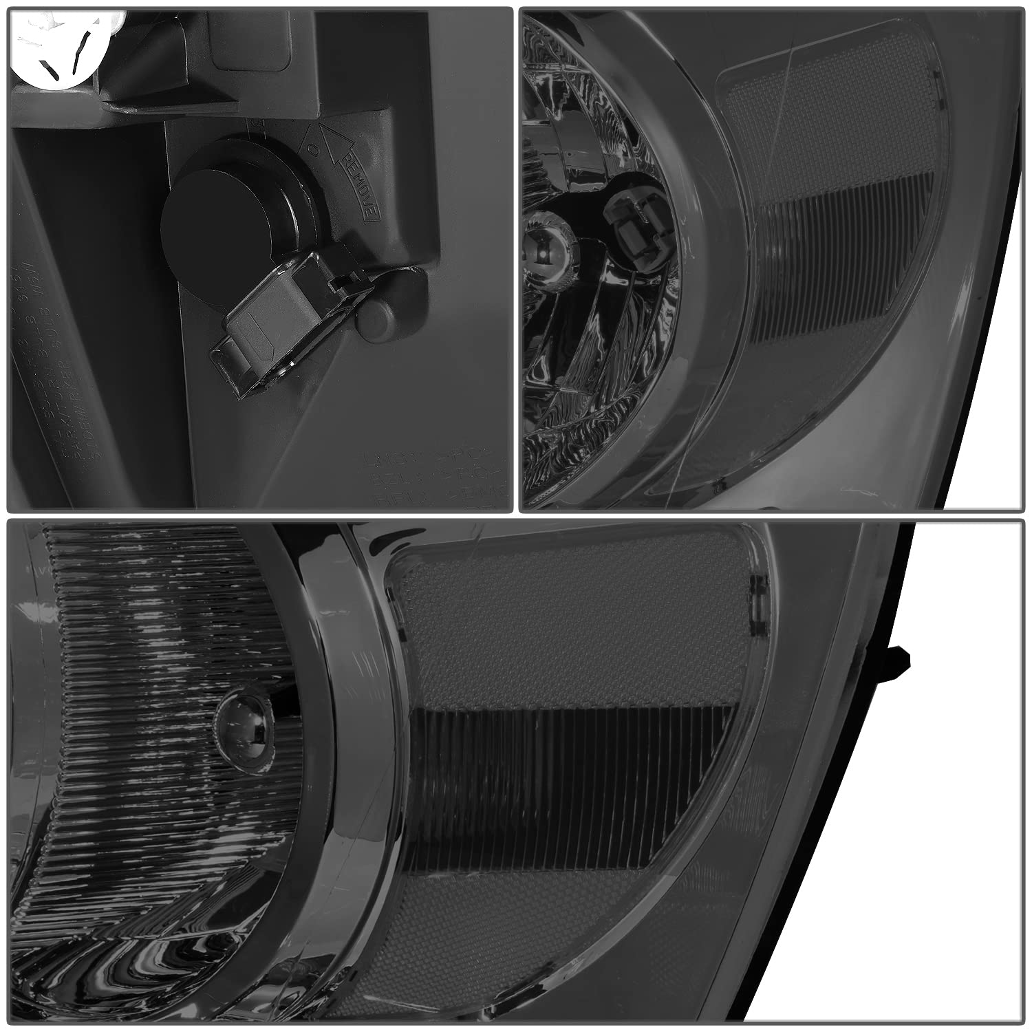 DNA MOTORING Smoked Clear Headlights for 06-09 Dodge Ram - LED Light Bar | Off-Road & Night Driving