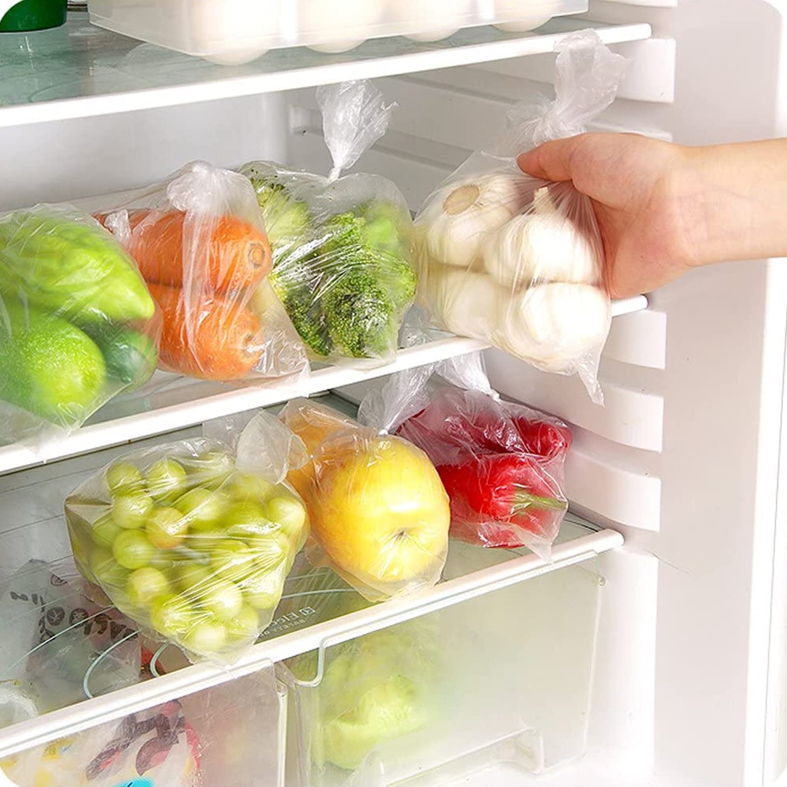 OausTect 14x20 Inch Plastic Produce Bags Roll - 350 Large Food Storage Bags for Bread, Fruits & Vegetables - 6 Rolls - Perfect for Grocery Shopping, Meal Prep & Kitchen Organization