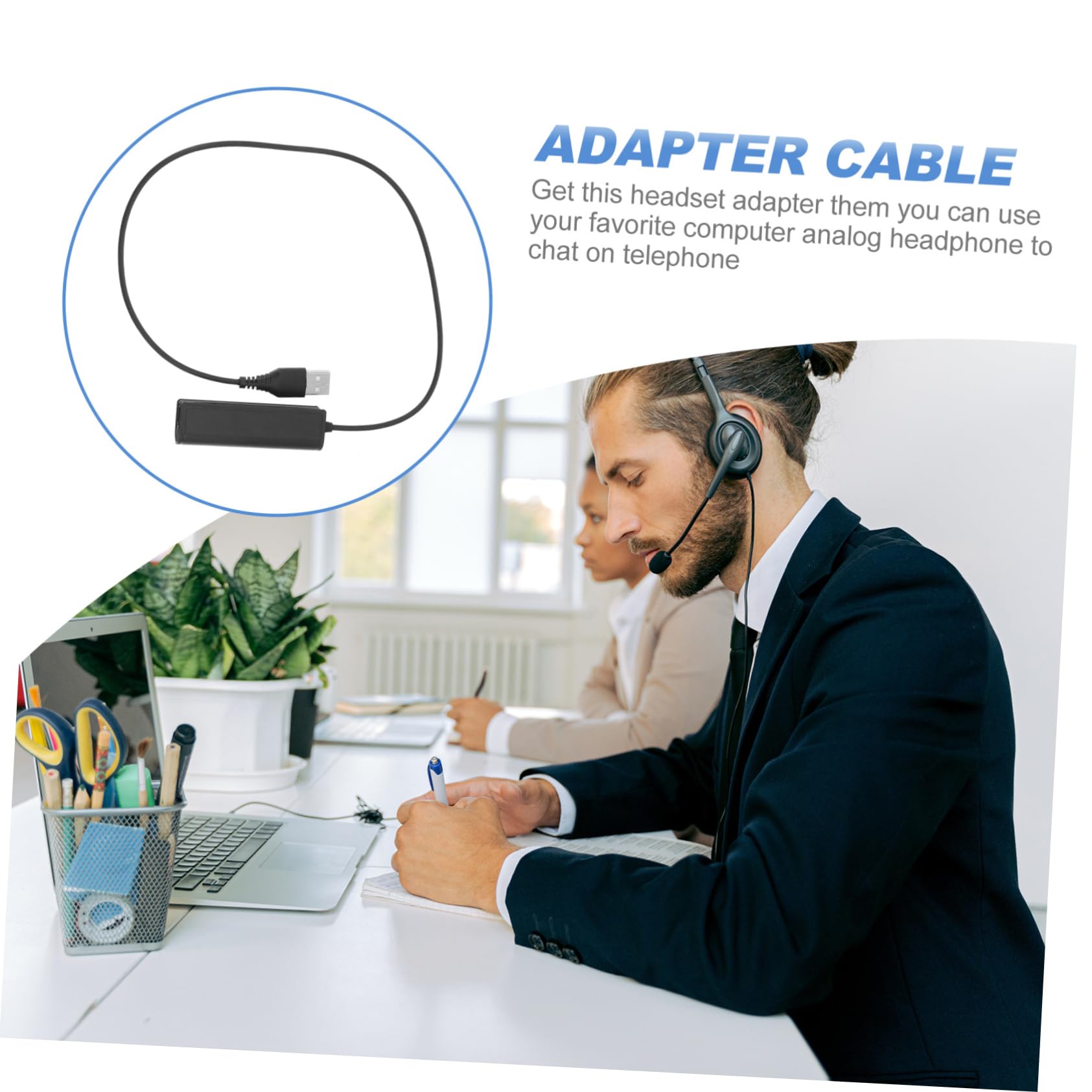 DOITOOL 3-Pack PC Headset Adapter Cable - RJ9 Female Socket to Male Plug Converter for Phone Headsets - Perfect for Call Centers, Office Communications & Remote Work Setups
