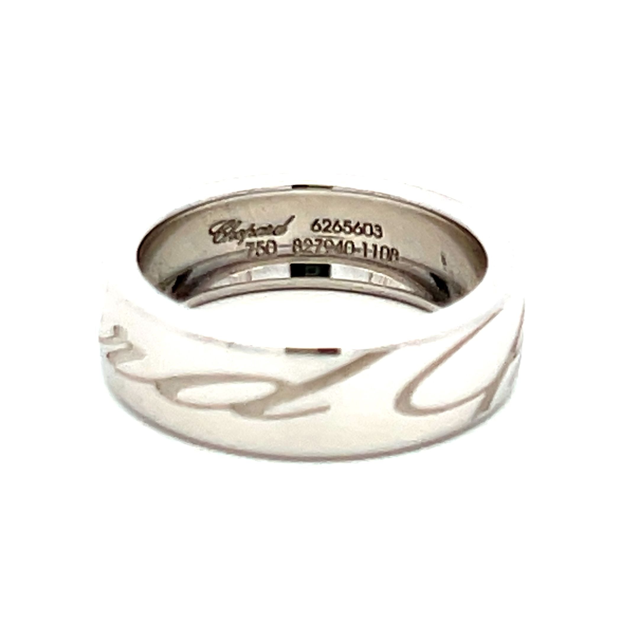Vintage Chopard 18K White Gold Engraved Band Ring - 8.50g Elegant Jewelry for Women, Perfect for Weddings, Anniversaries & Special Occasions