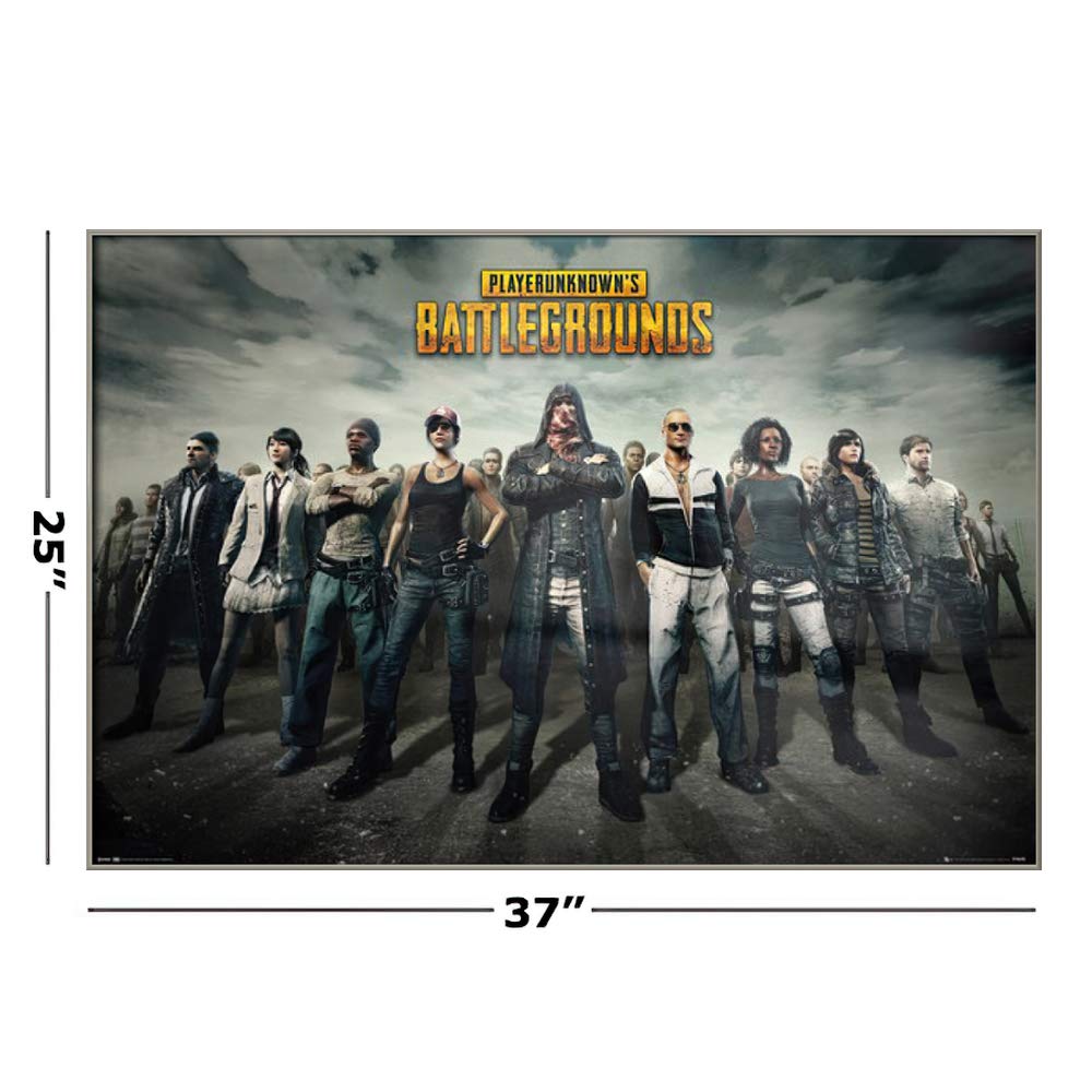 PUBG Framed Gaming Poster - 36x24 Inches Battle Royale Character & Squad Wall Art for Gamers | Perfect for Gaming Room, Man Cave & Esports Decor