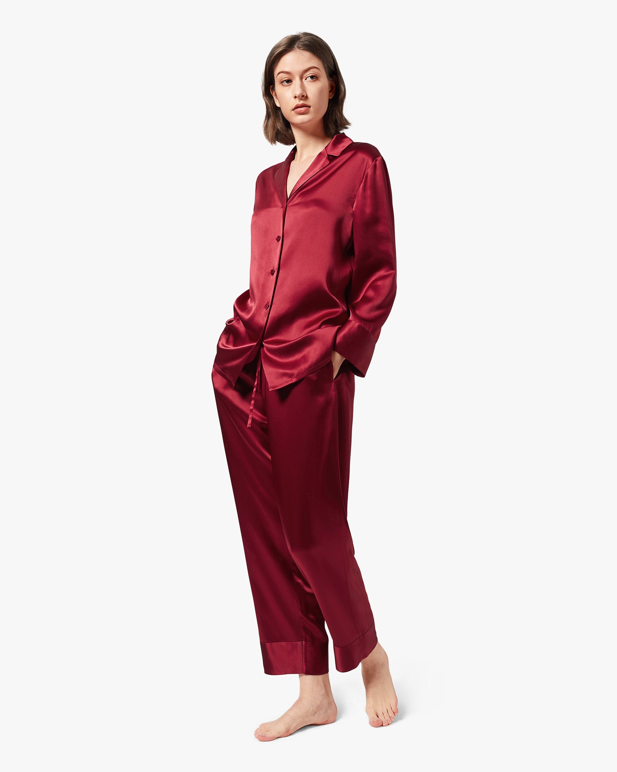 Women's Classic Silk Pajama Set - Soft & Comfortable Sleepwear for Lounge, Travel & Special Occasions