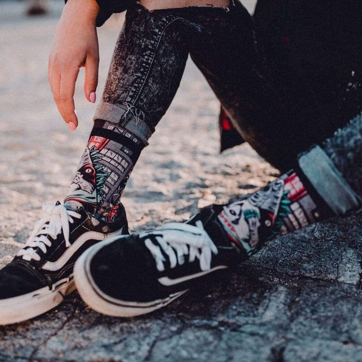 American Socks Signature Godzilla Mid High Crew Socks - Comfortable Novelty Socks for Men & Women - Perfect for Cosplay, Gifts, and Everyday Wear