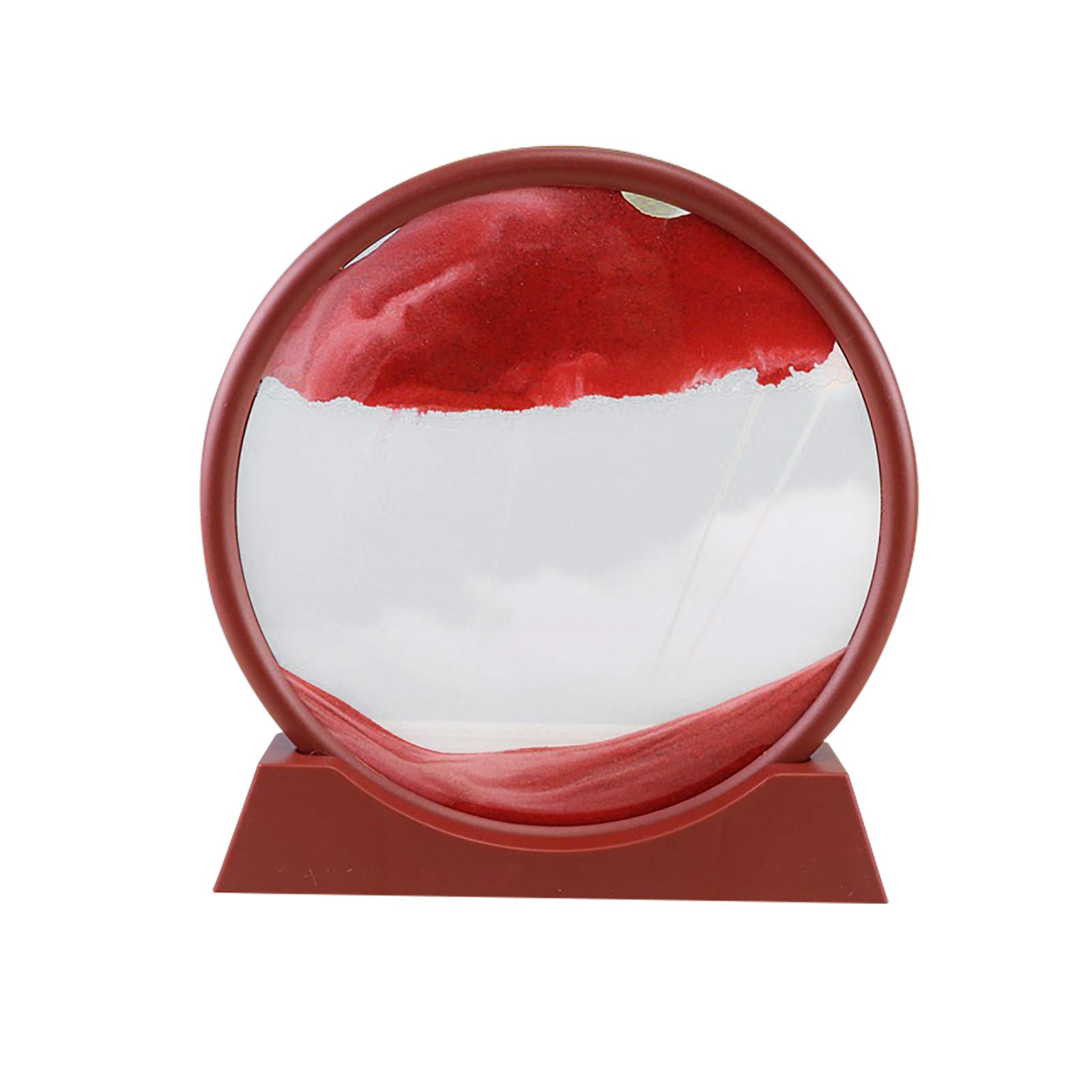 3D Dynamic Hourglass - Double Faced Moving Sand Art with Natural Landscape Design, Red Flowing Sand Picture Decoration for Home & Office Desk | Perfect Stress Reliever & Unique Gift Idea