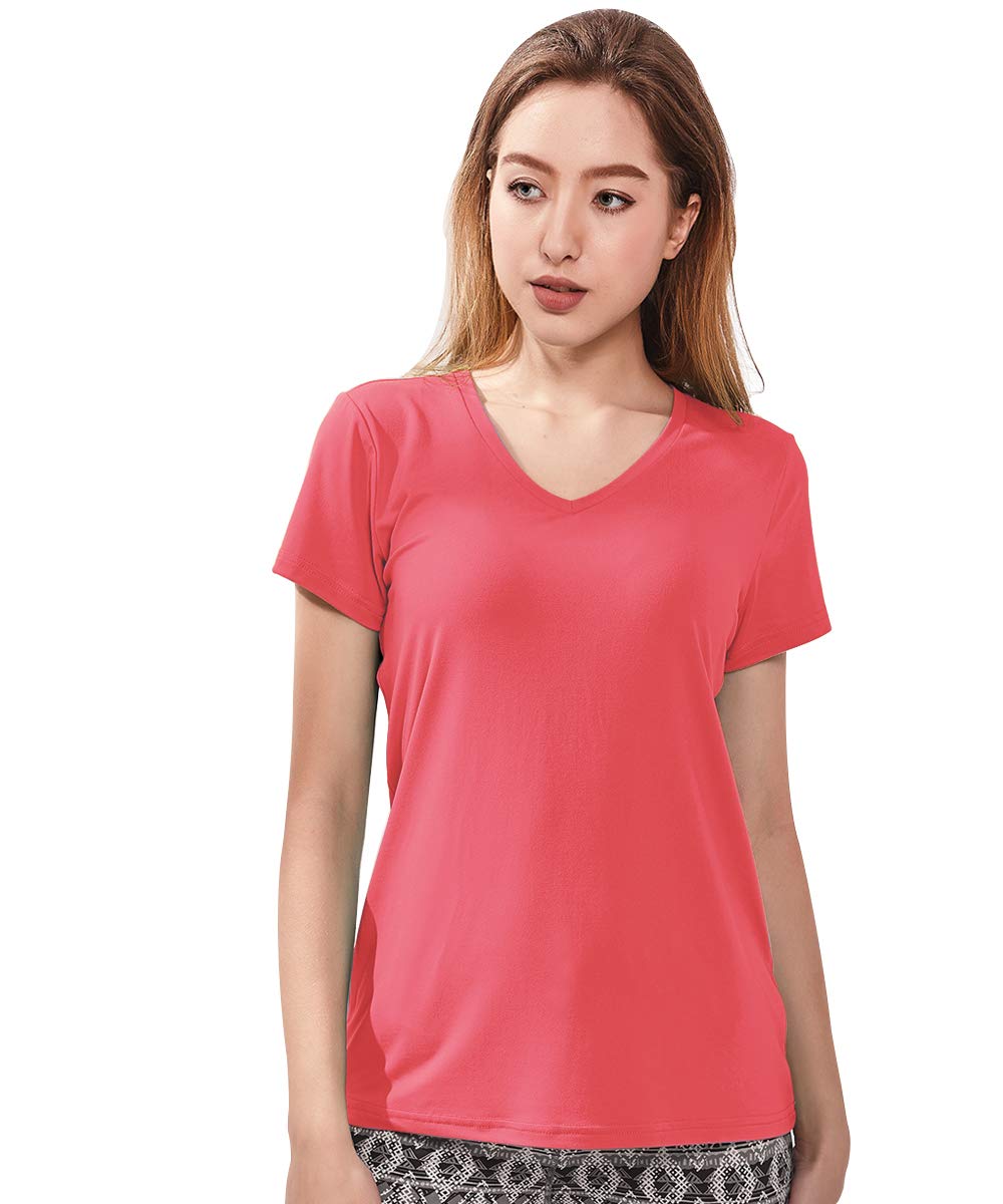 Women's Soft V-Neck Workout Shirts - Breathable Short Sleeve Gym Tops for Yoga, Running & Fitness | Comfortable Activewear for Women
