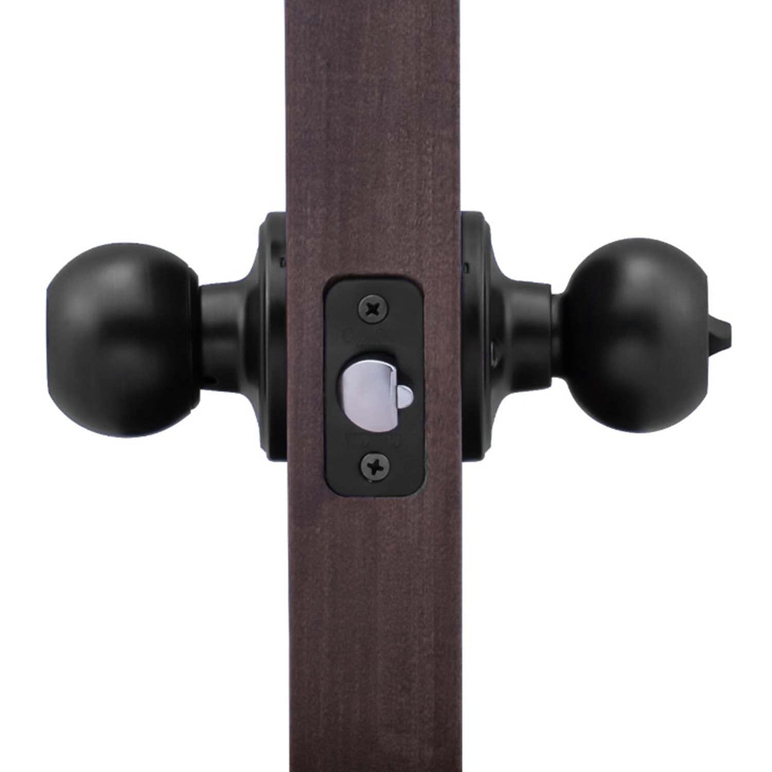 Matte Black Door Knobs with Key - 2 Pack for Bedroom & Bathroom