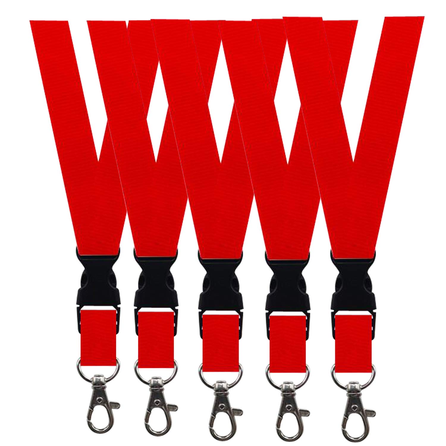 5 Pack Breakaway Lanyards with Detachable Buckle - Safety ID Badge Holders for Work & Events