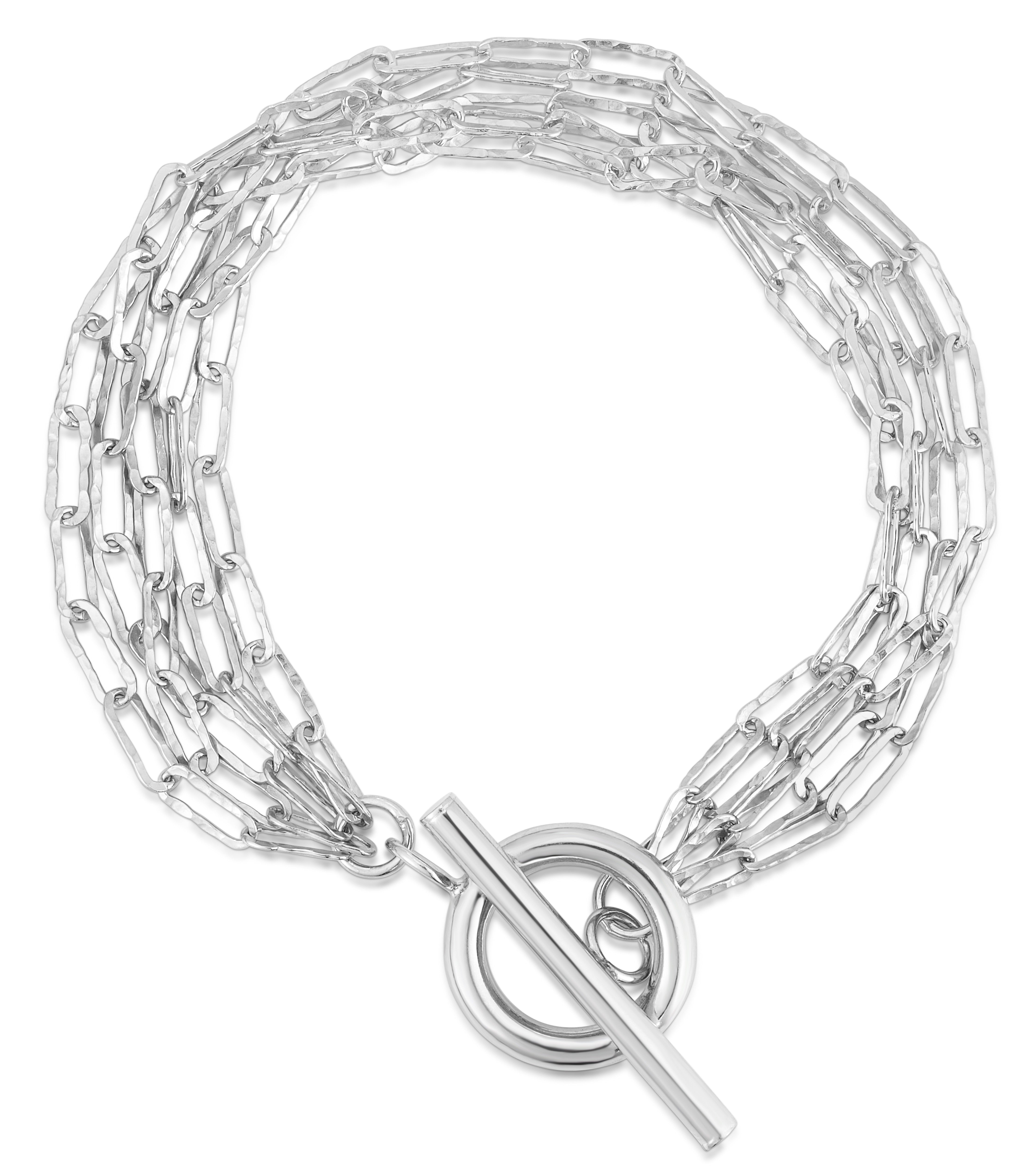 Five Strand Paperclip Bracelet in Sterling Silver - Dainty Minimalist Jewelry for Women | Perfect for Everyday Wear, Office & Special Occasions