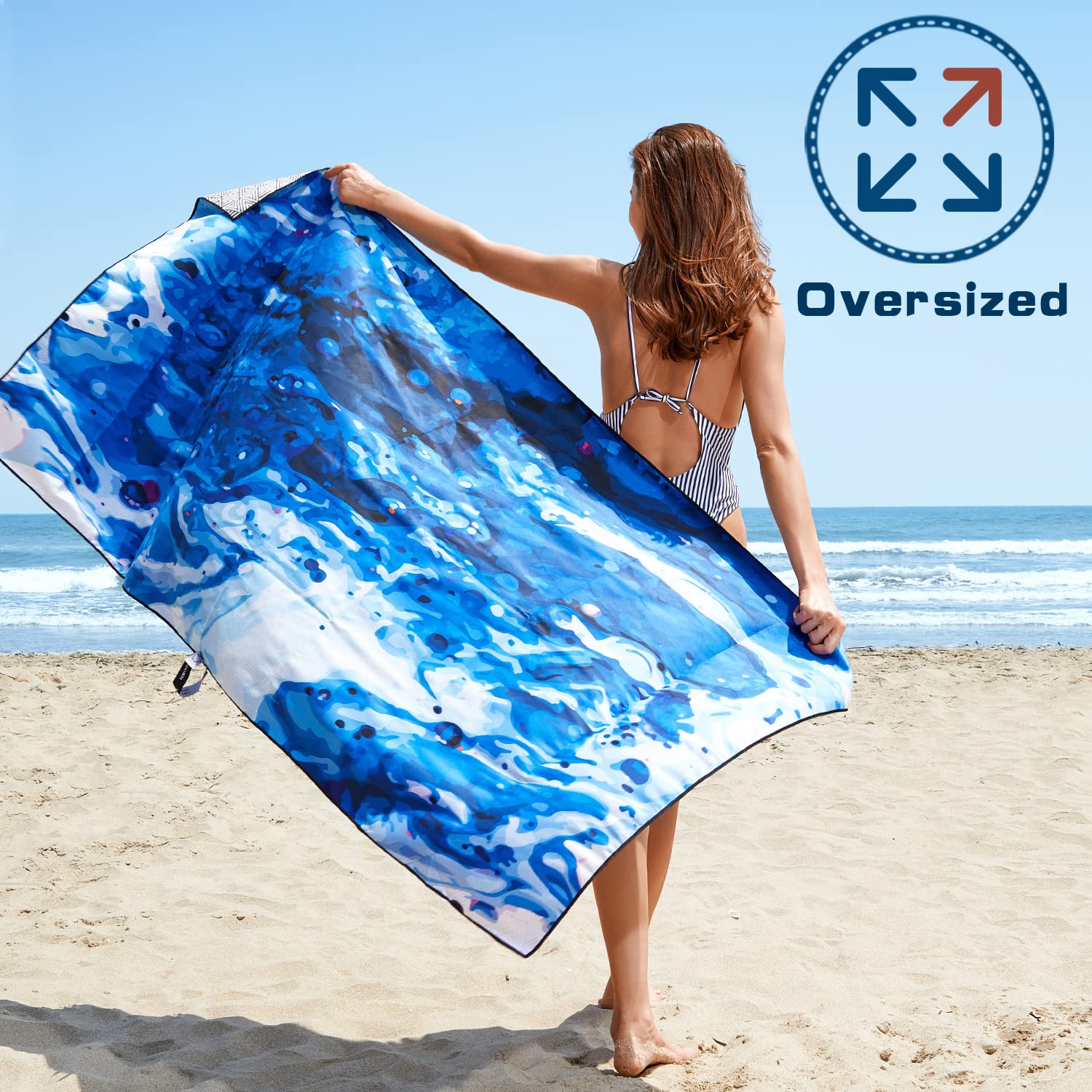 **DARCHEN Oversized Microfiber Beach Towel - Quick Dry, Sand Free, Extra Large (70x35