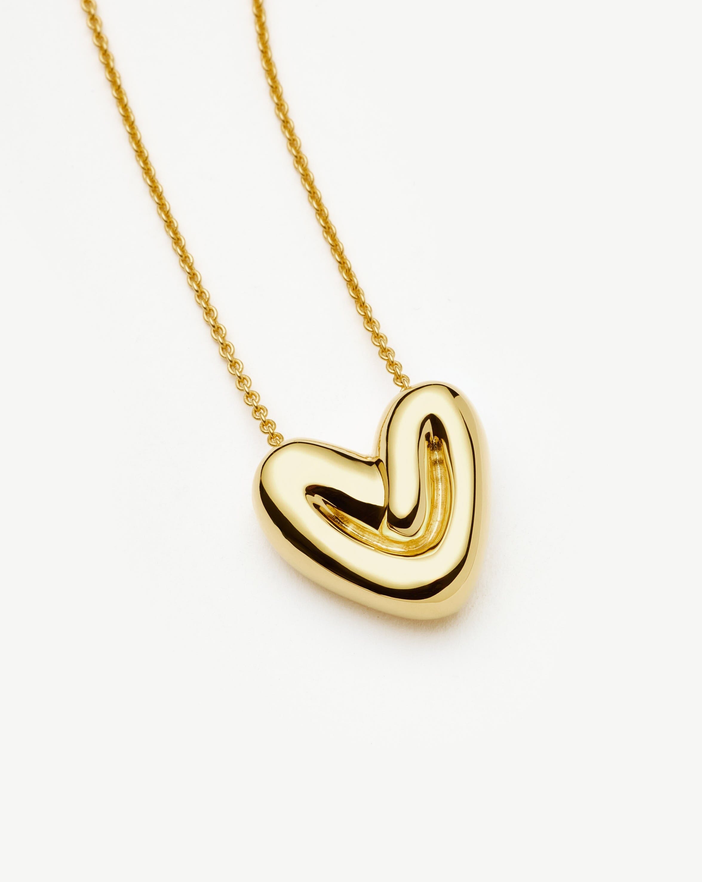 Puffy Heart Pendant Necklace - 18k Gold Plated Elegant Jewelry for Women | Perfect Gift for Valentine's Day, Anniversary & Special Occasions