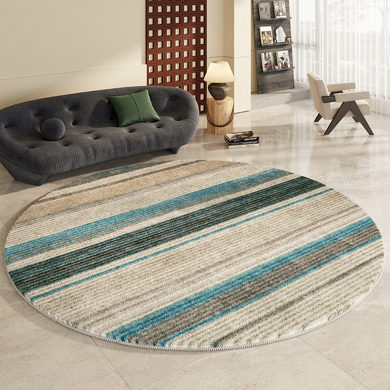 Modern Geometric Round Area Rugs - Contemporary Circle Rugs for Dining Room, Living Room & Bedroom - Non-Slip Floor Mat for Under Chairs, Tables & Home Decor