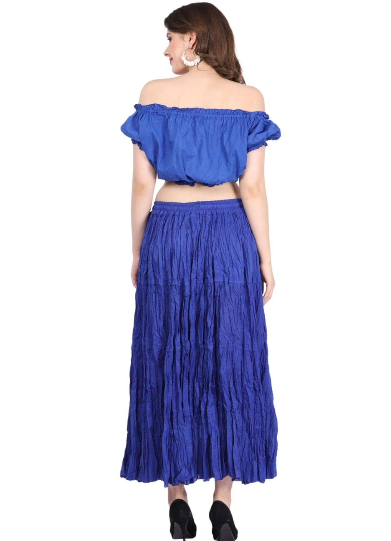 Wevez Tribal Belly Dance 12 Yard Cotton Skirt - Flowy Bohemian Skirt for Dance Performances, Festivals & Costume Parties