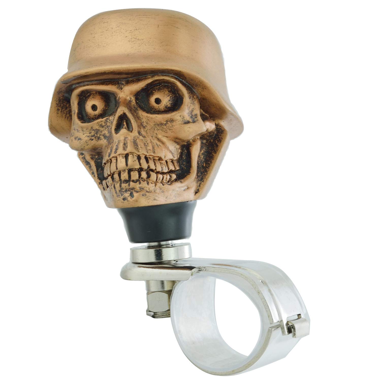Lunsom Skull Soldier Steering Wheel Spinner - Power Grip Suicide Knob with Green Eyes, Universal Car Turning Aid for Manual & Automatic Vehicles (Bronze) | Perfect for Truckers, RV Drivers & Long-Distance Commuting