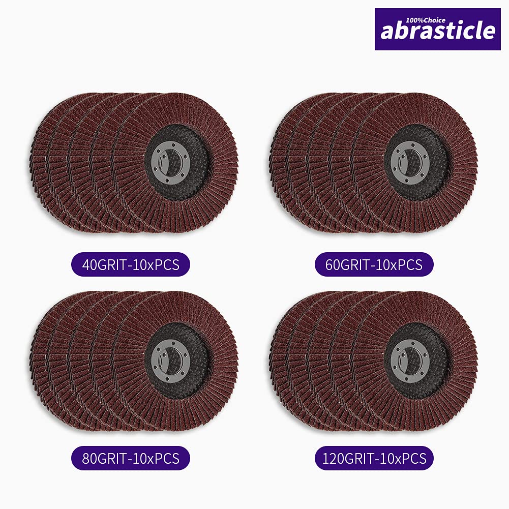 40 Pack 4.5 Inch Flap Discs for Angle Grinder - Assorted 40/60/80/120 Grit Sanding Discs - Perfect for Metal, Wood & Paint Removal - DIY & Professional Use