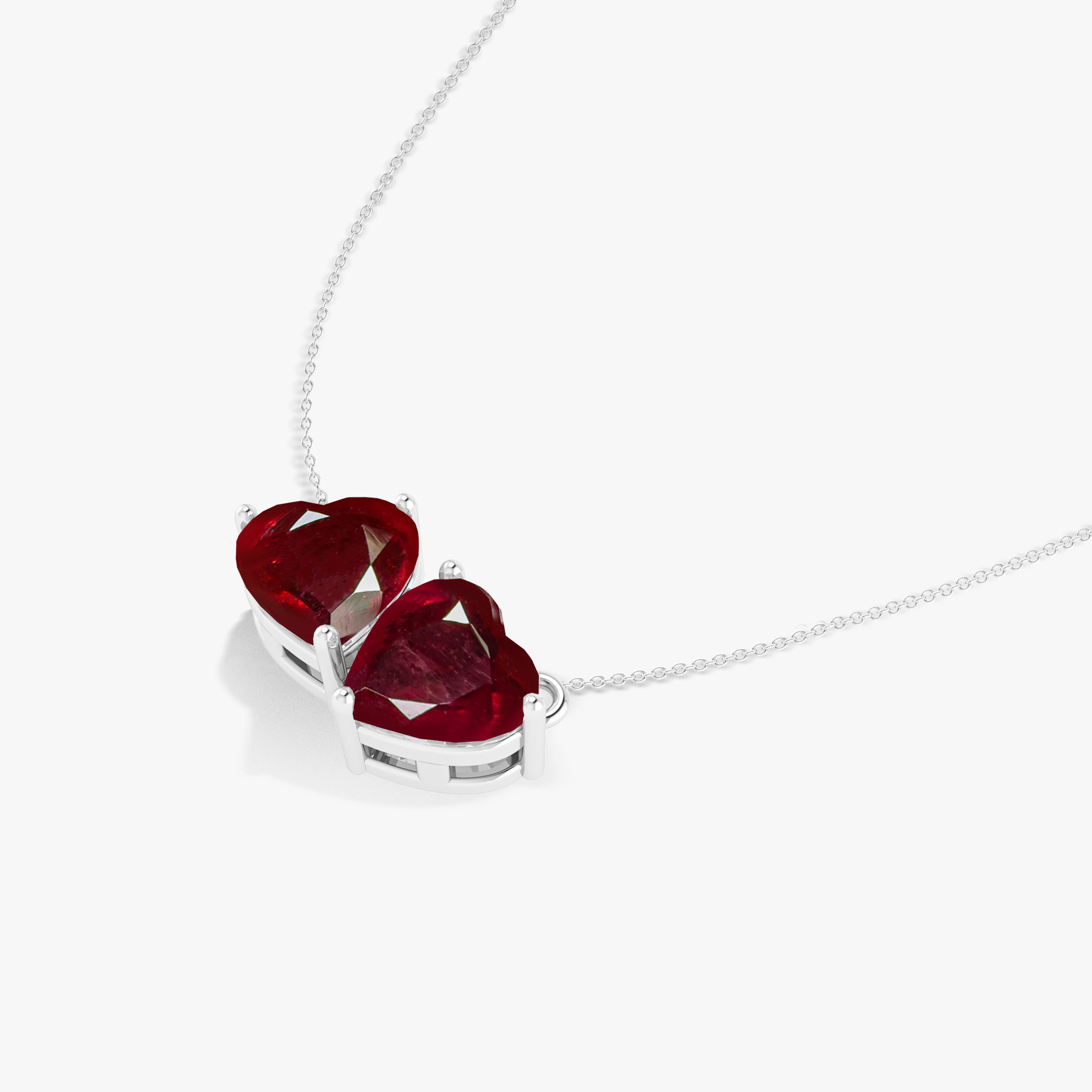 Authentic Red Ruby Dual Heart Pendant Necklace - Elegant Jewelry Gift for Women, Valentine's Day, Anniversary & Romantic Occasions