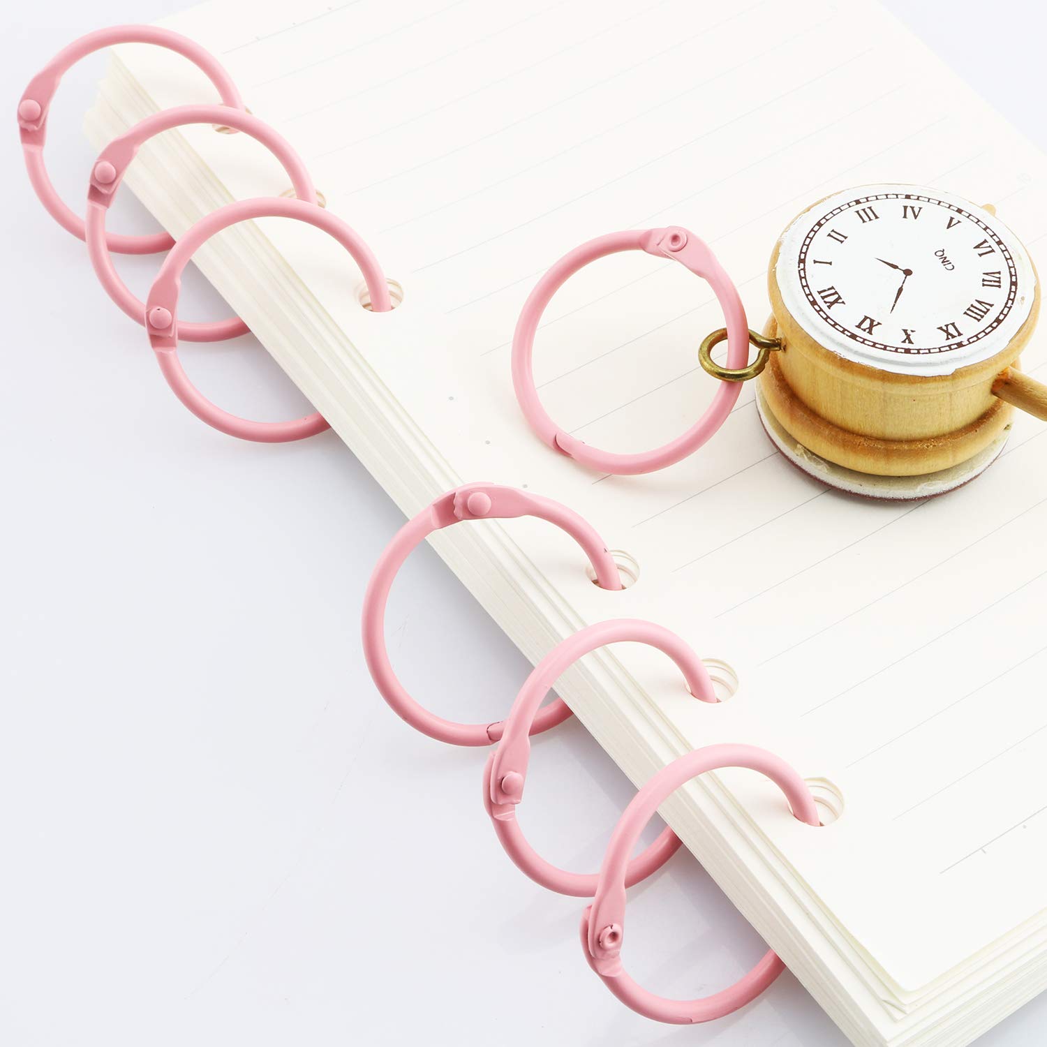 50pcs 1 Inch Metal Book Rings - 25mm Loose Leaf Binder Rings for Scrapbooking, Sketchbooks, Photo Albums & DIY Projects - Durable Hinged Buckle Rings (Pink) - Perfect for School, Office & Craft Organization
