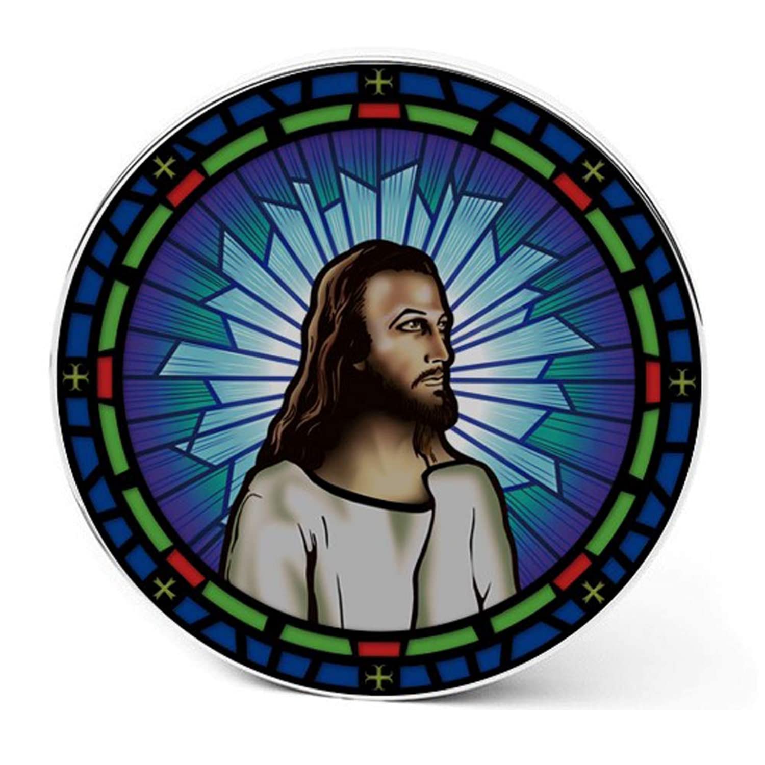 Jesus Christ Wireless Charger with Backup Battery - Fast Charging for iPhone & Android | Portable Phone Charger with Stained Glass Design | Perfect Christian Gift for Baptism, Confirmation & Bible Study