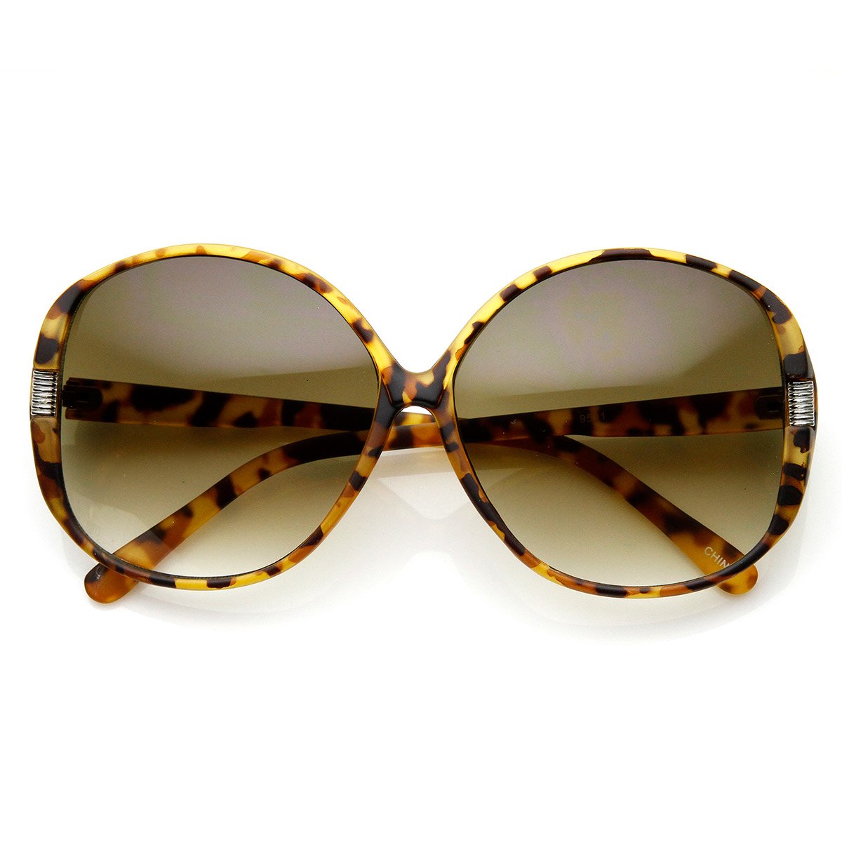 ZeroUV Women's Fashion Metal Accent Round Oversized Sunglasses - UV Protection, Retro Style for Beach, Driving & Outdoor Activities
