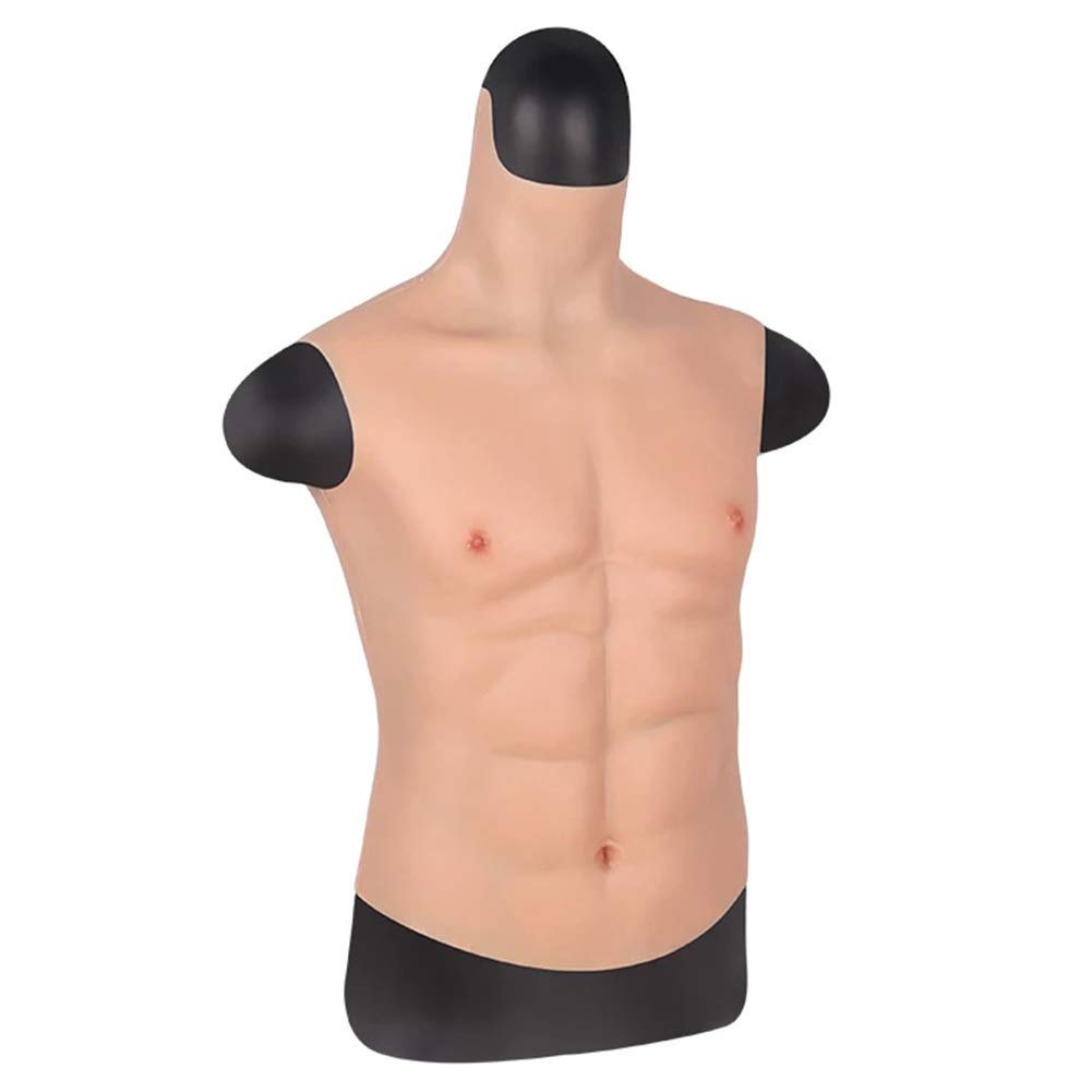 Realistic Silicone Male Chest Half Body Suit - Fake Muscle Soft Silicone Artificial Simulation Muscles for Cosplay, Halloween Costume & Theater Props - Perfect for Costume Parties, Cosplay Events and Stage Performances