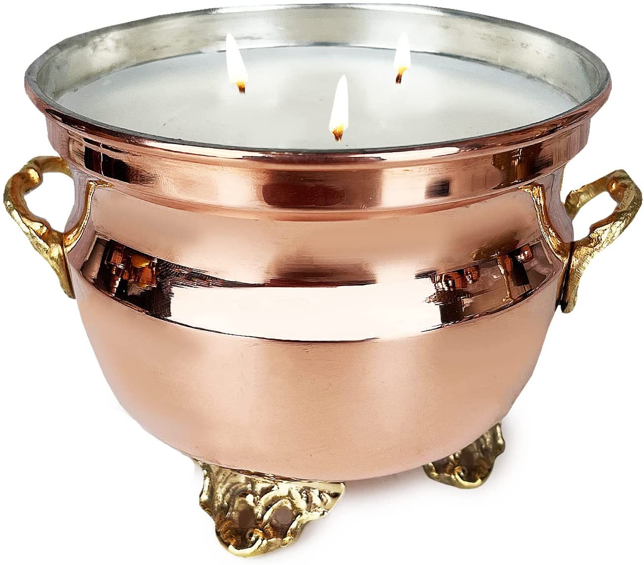 Vintage French Inspired Jardiniere Candle - Authentic Copper & Brass 3-Wick Candle with Grapefruit Mint Scent (32oz/907g) | Perfect for Home Decor, Romantic Dinners & Relaxing Bath Time