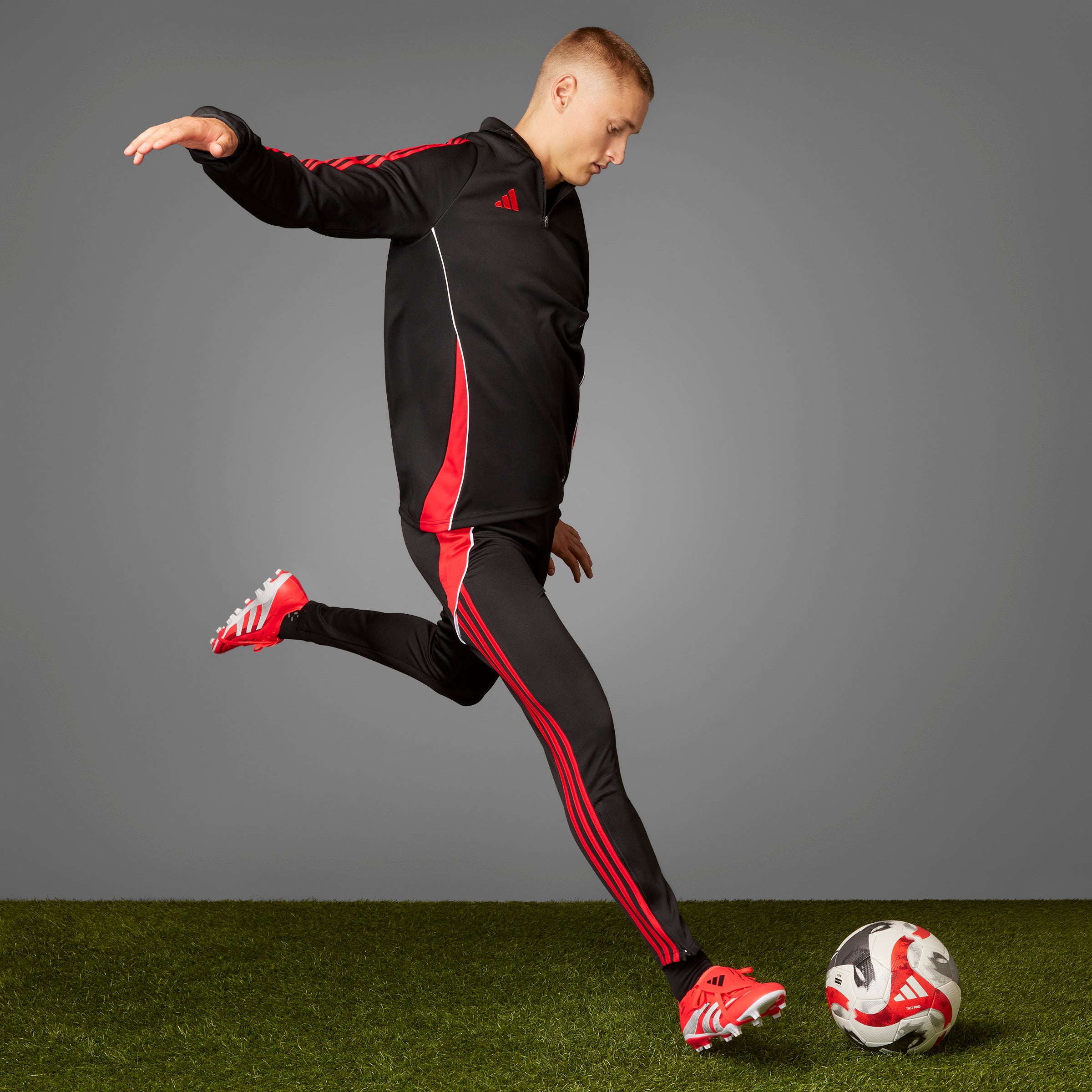 Adidas Predator League FG Soccer Cleats for Men - Fold Over Tongue Football Shoes in Lucid Red/White/Core Black | Perfect for Artificial Grass & Competitive Matches