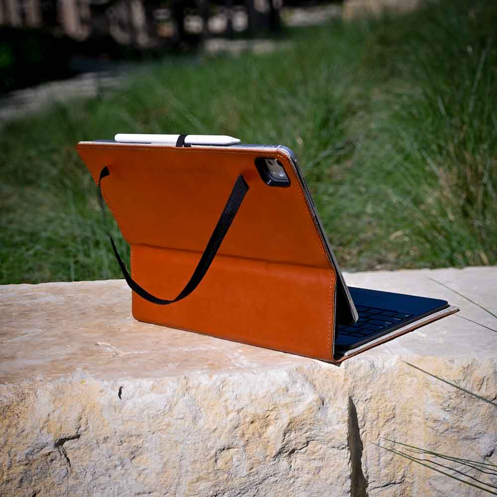 Premium English Bridle Leather Magic Keyboard Case for iPad Pro/Air - Slim Protective Cover with Wireless Charging | Perfect for Office, Travel & Home Use