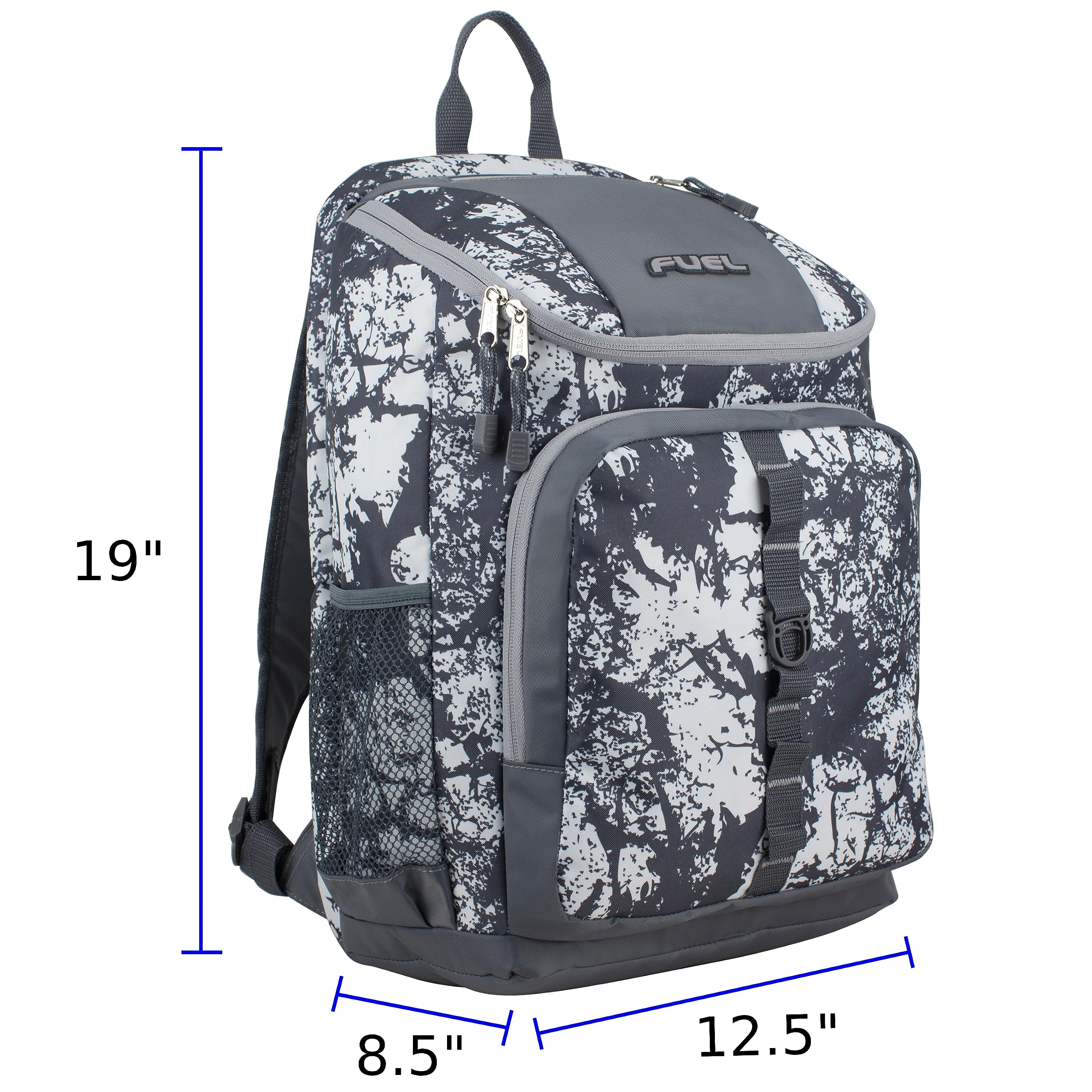 FUEL Wide Mouth Sports Backpack with Laptop Compartment - Waterproof Travel Backpack for Work, Gym, Hiking & Outdoor Adventures - Gray Flannel/Soft Silver - Perfect for Business Trips, College & Daily Commute