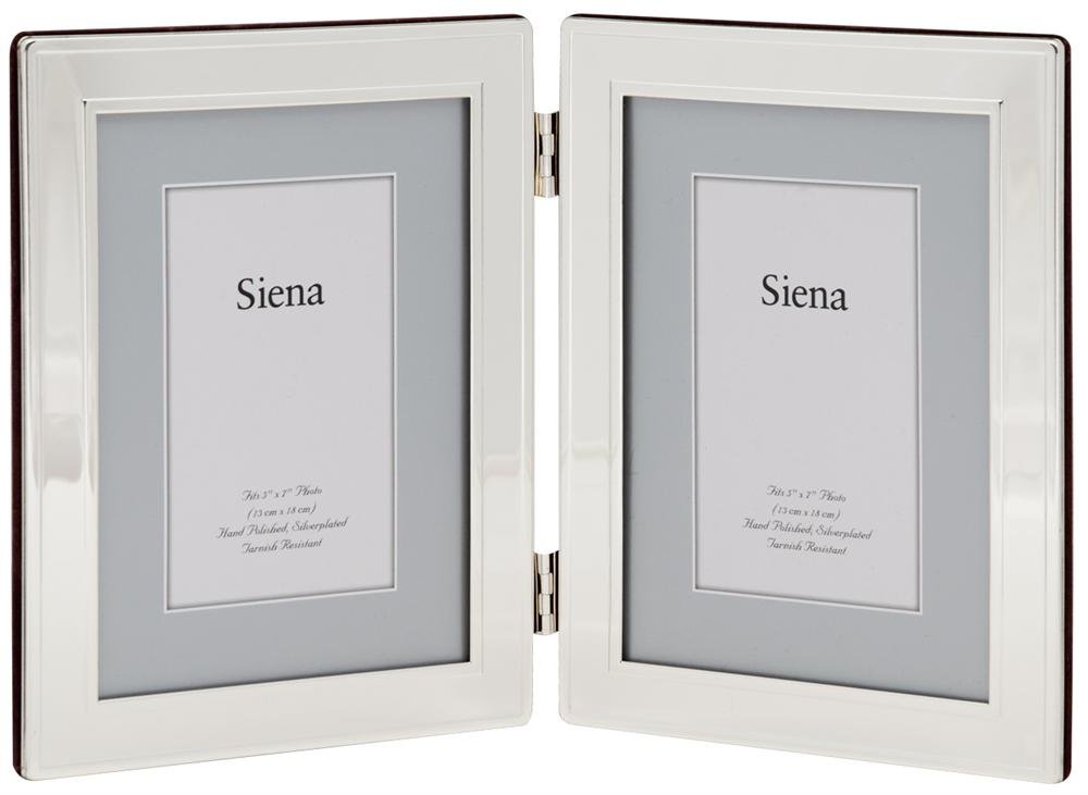 Double 5x7 Siena Flat Silver Photo Frame - Elegant Picture Frames for Home Decor, Office Display, Wedding Photos & Gift Giving