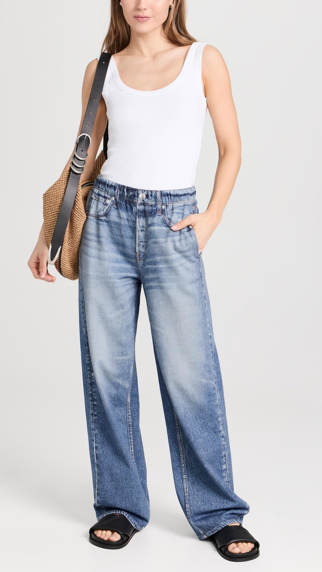 rag & bone Women's Miramar Wide Leg Sweatpants - High Waisted Lounge Pants for Yoga, Travel & Casual Wear - Soft Fleece Joggers with Elastic Waistband